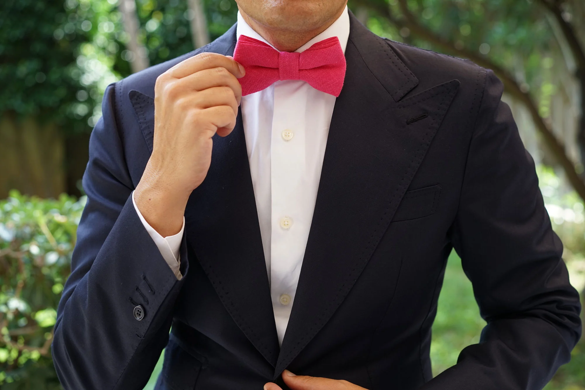 Begonia Hot Pink Linen Bow Tie - Image 5