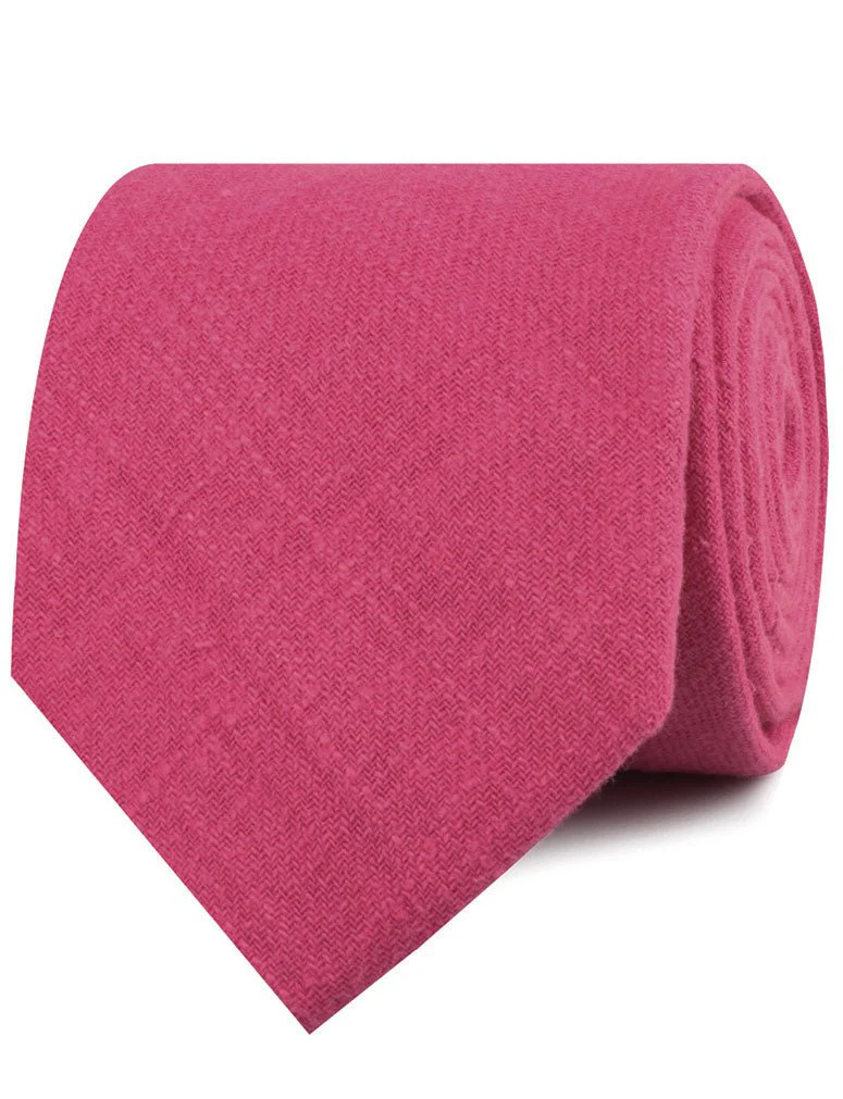 Begonia Hot Pink Linen Necktie - Image 2