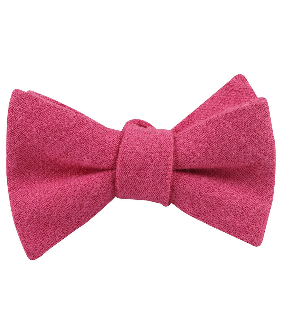Begonia Hot Pink Linen Self Bow Tie - Image 2
