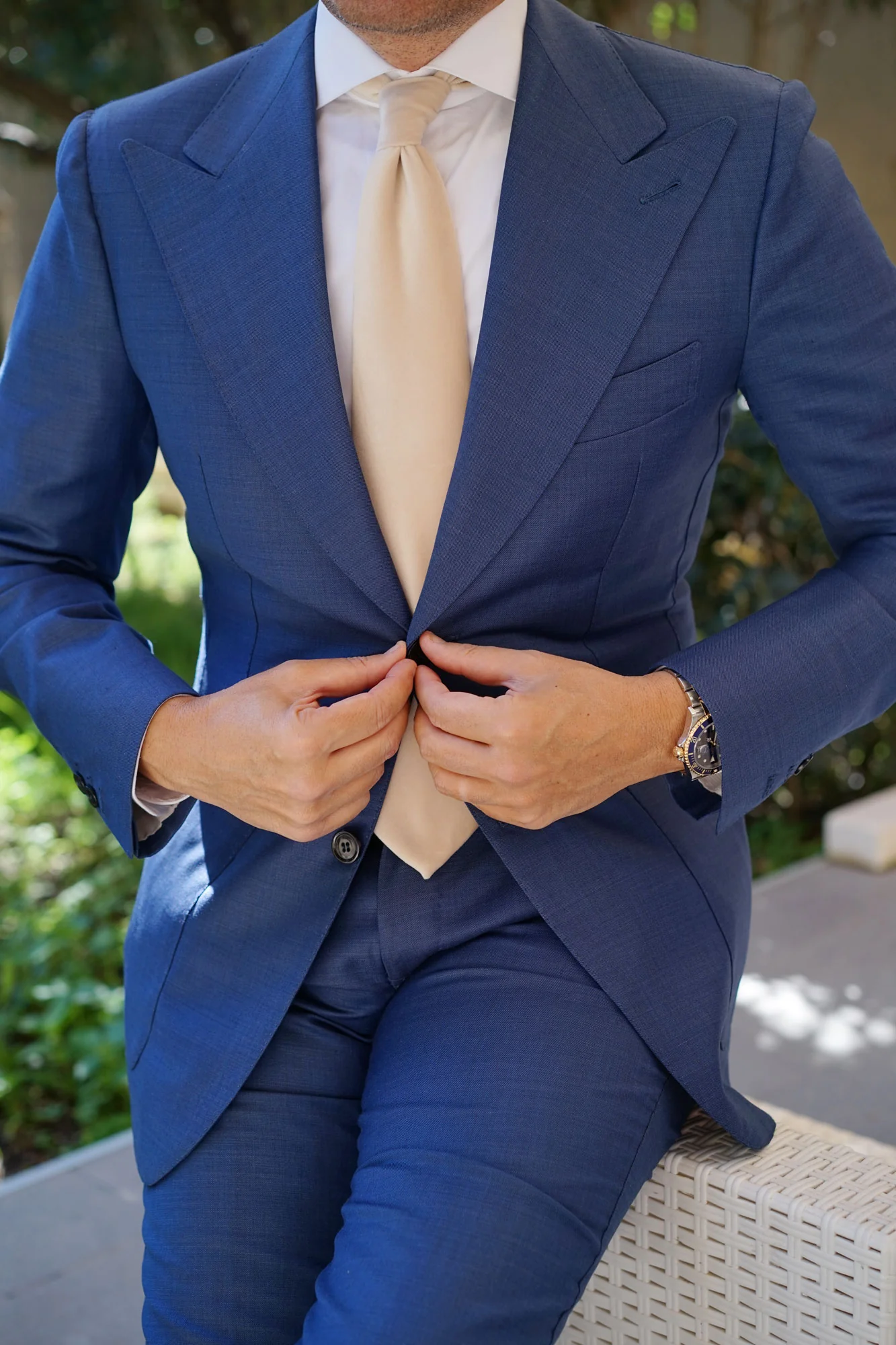 Beige Velvet Necktie - Image 6