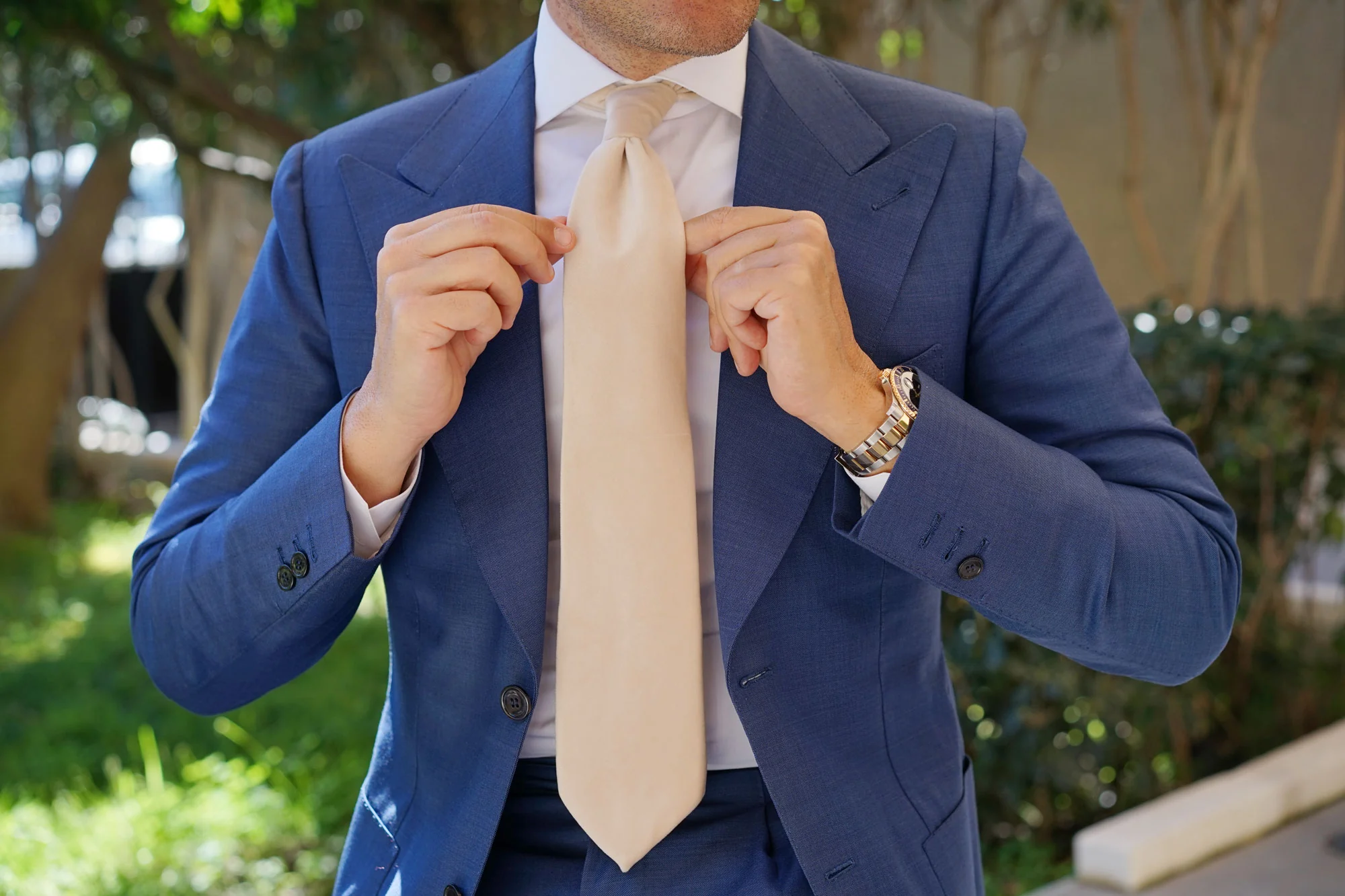 Beige Velvet Necktie - Image 7