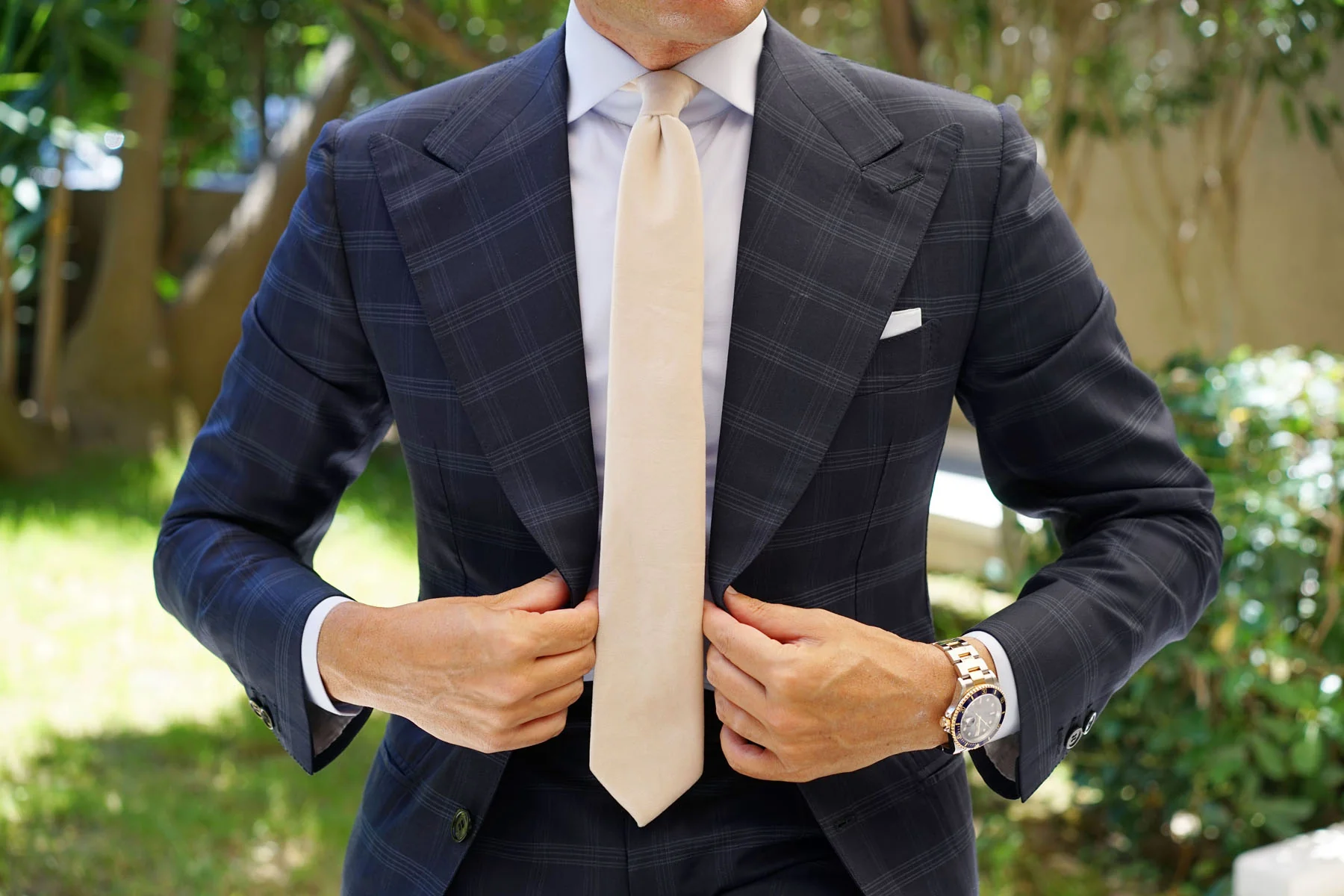 Beige Velvet Skinny Tie - Image 10