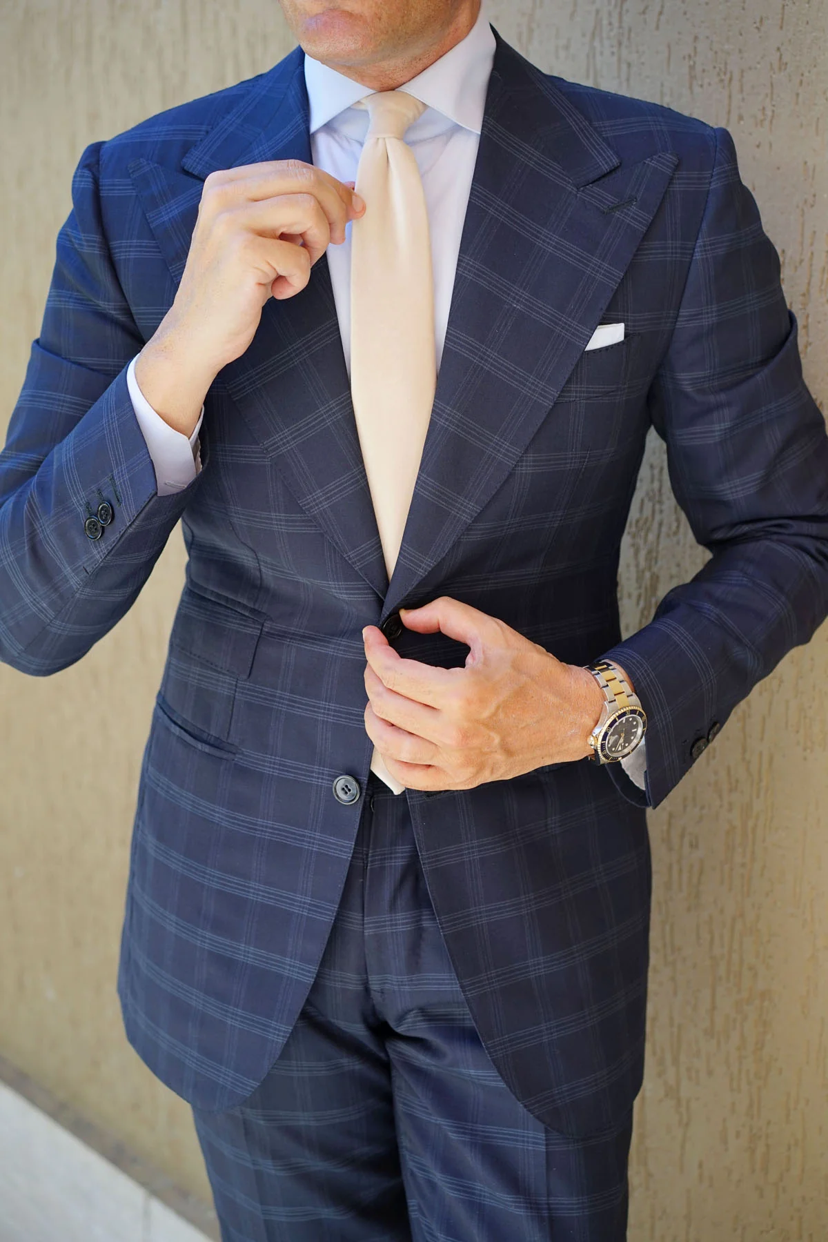 Beige Velvet Skinny Tie - Image 12