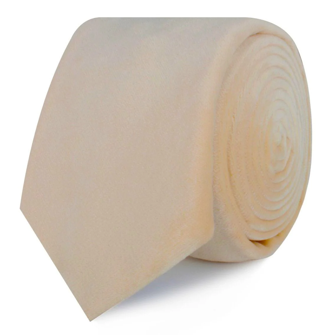 Beige Velvet Skinny Tie - Image 2