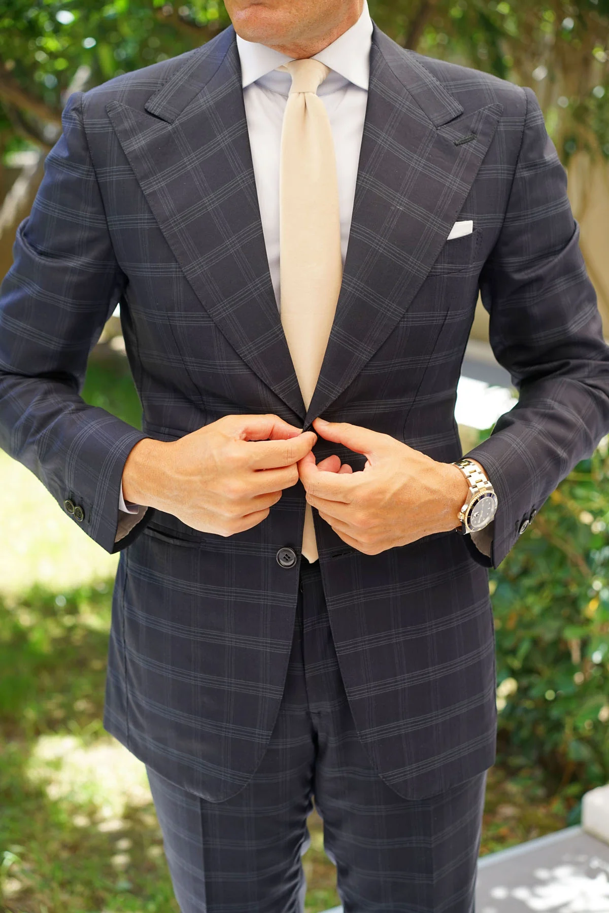 Beige Velvet Skinny Tie - Image 7