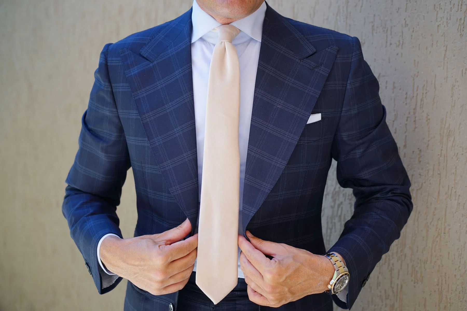 Beige Velvet Skinny Tie - Image 8