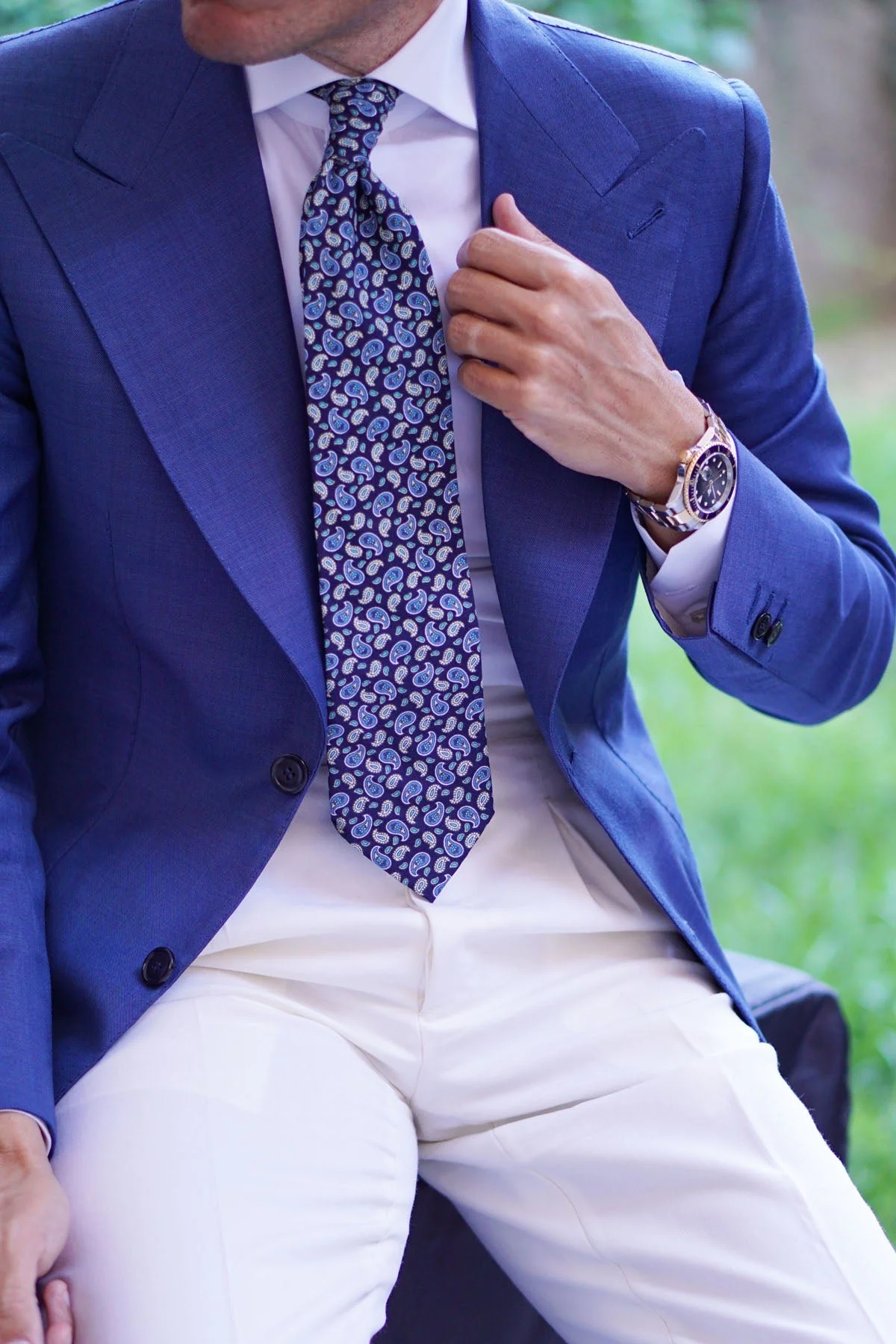 Beirut Blue Paisley Necktie - Image 5