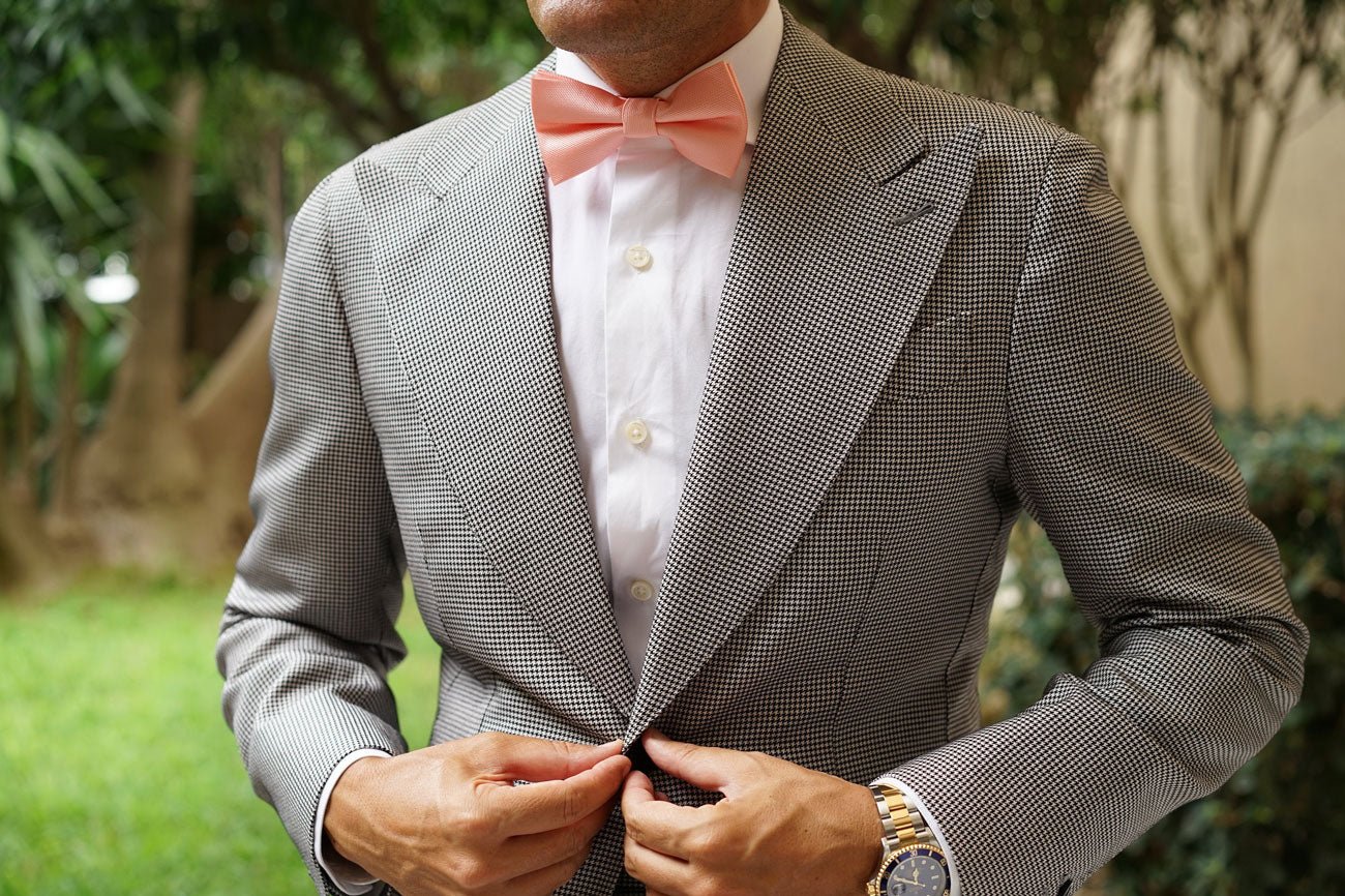 Bellini Peach Weave Bow Tie - Image 3