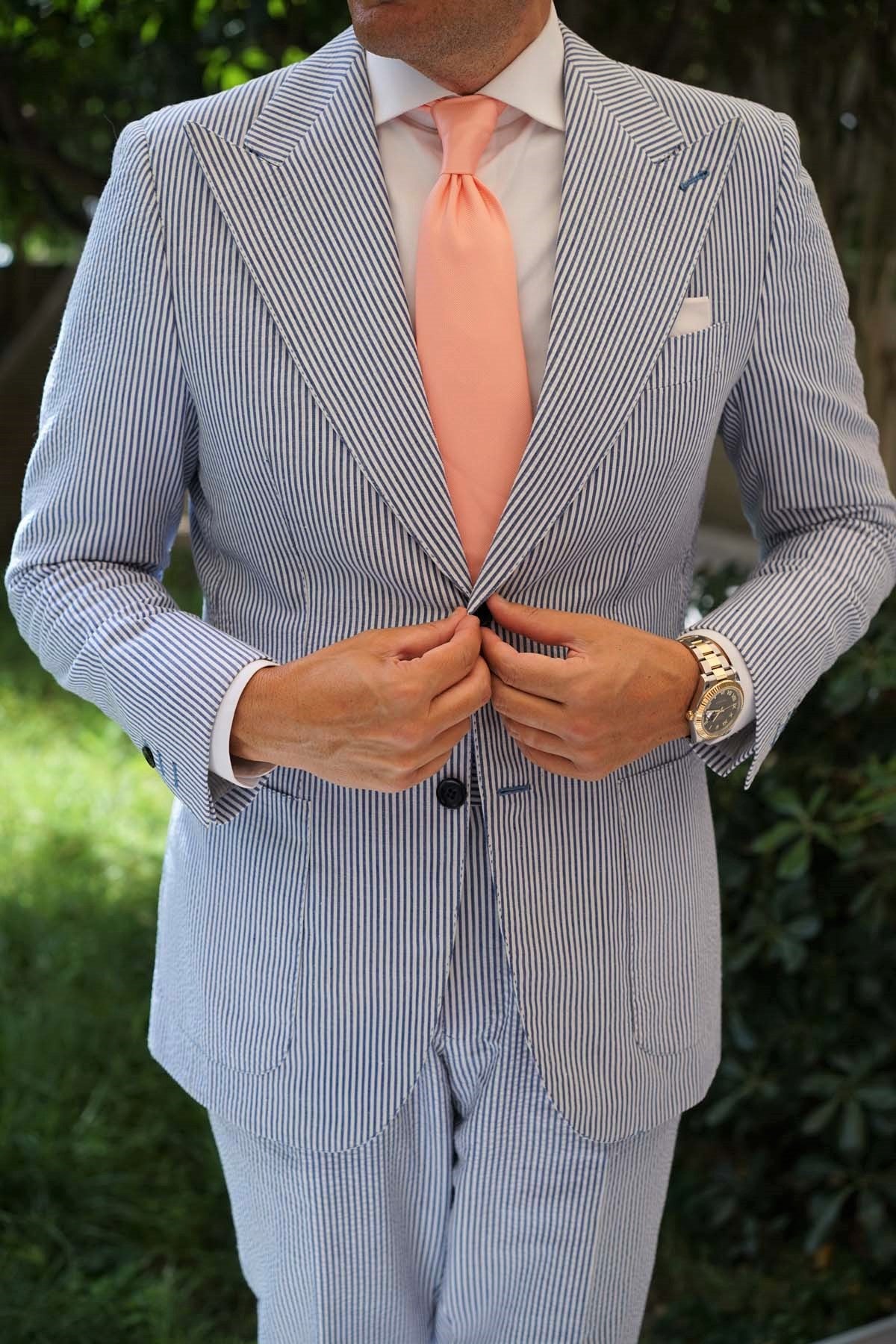 Bellini Peach Weave Necktie - Image 10