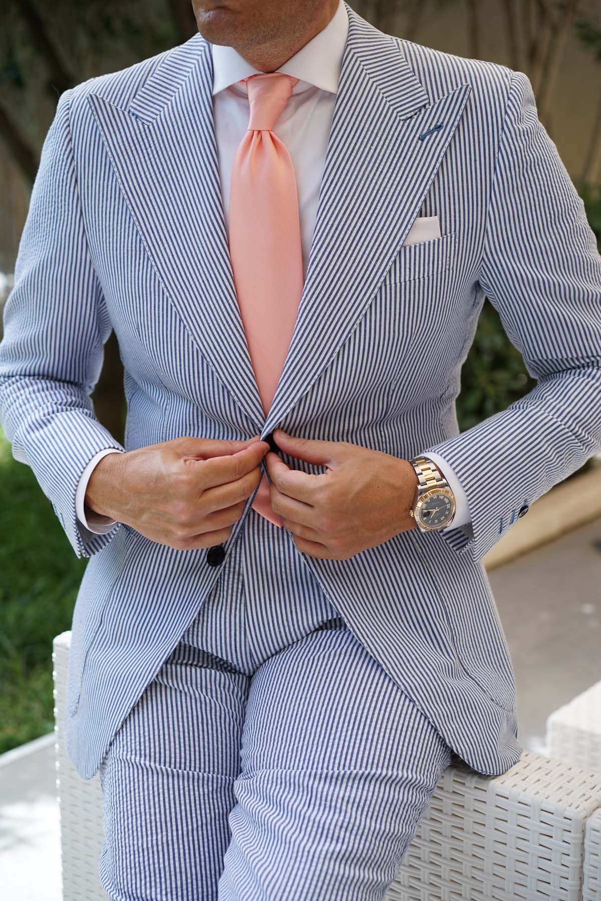 Bellini Peach Weave Necktie - Image 7