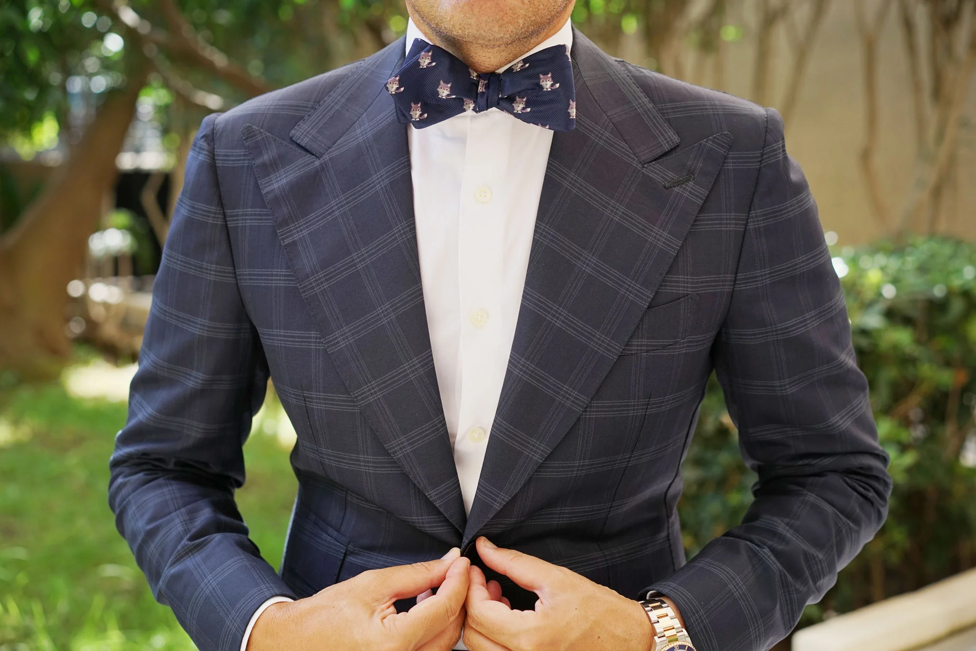Bengal Wolf Diamond Self Bow Tie - Image 4