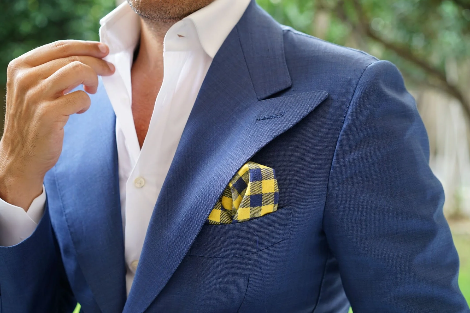 Bert Yellow Gingham Pocket Square - Image 5