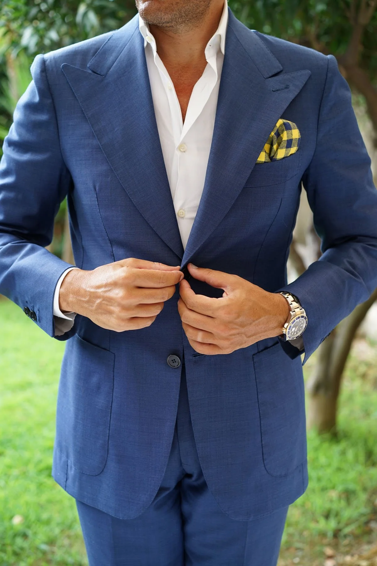 Bert Yellow Gingham Pocket Square - Image 6