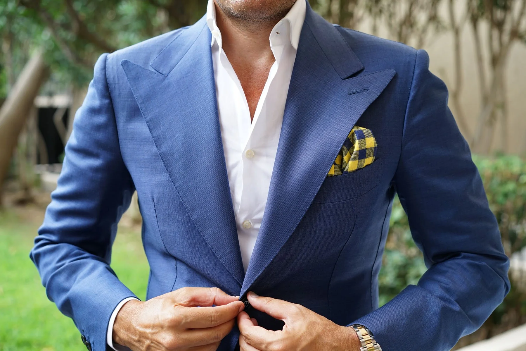 Bert Yellow Gingham Pocket Square - Image 7