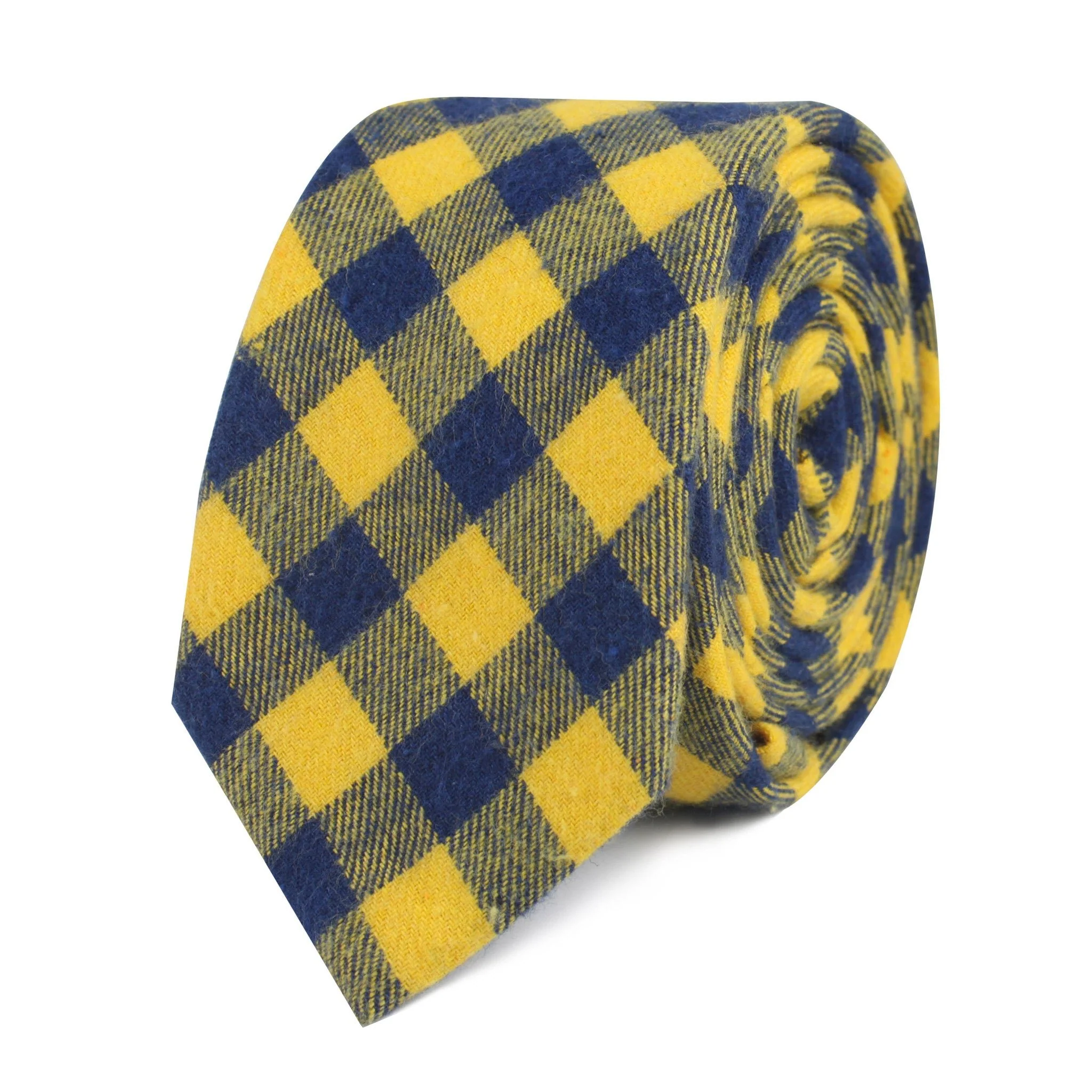 Bert Yellow Gingham Skinny Tie - Image 2