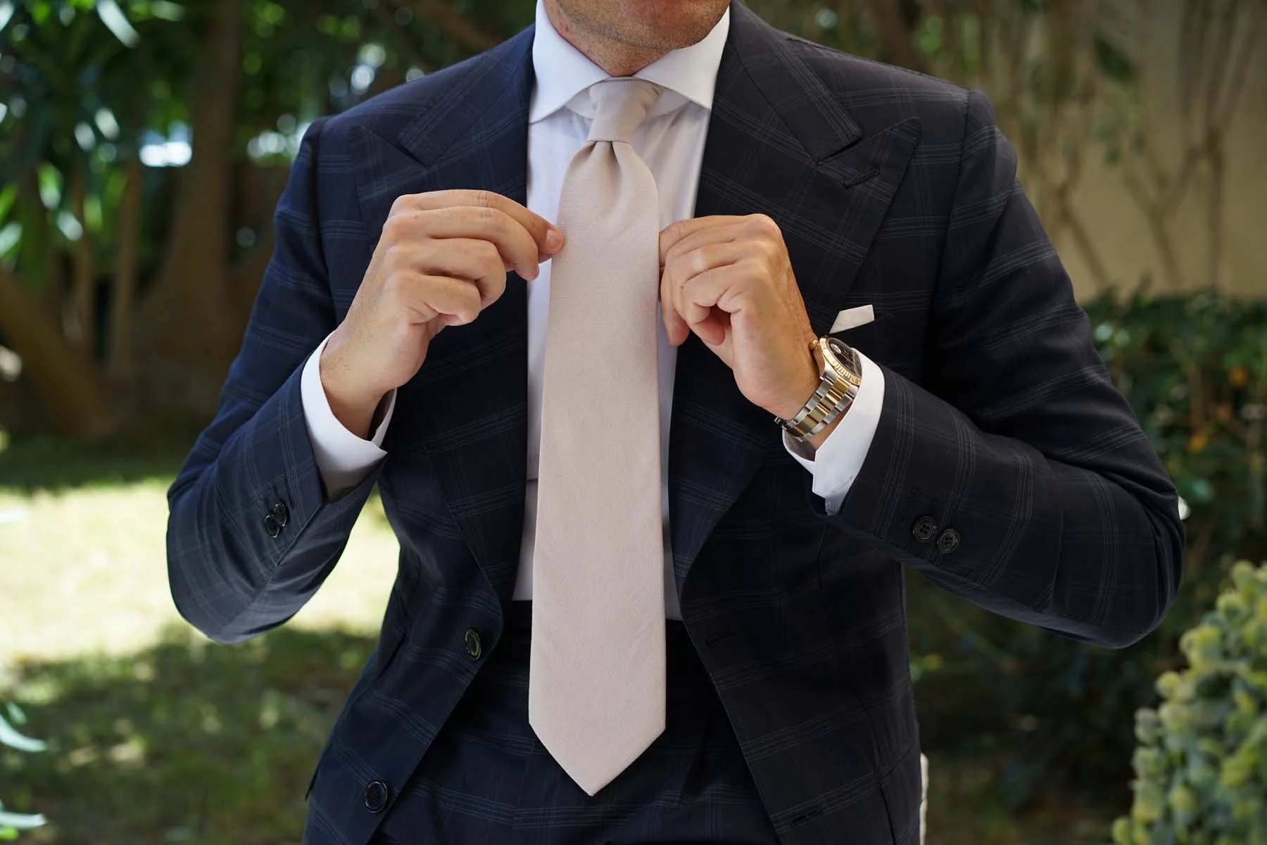 Biscotti Cream Linen Necktie - Image 10