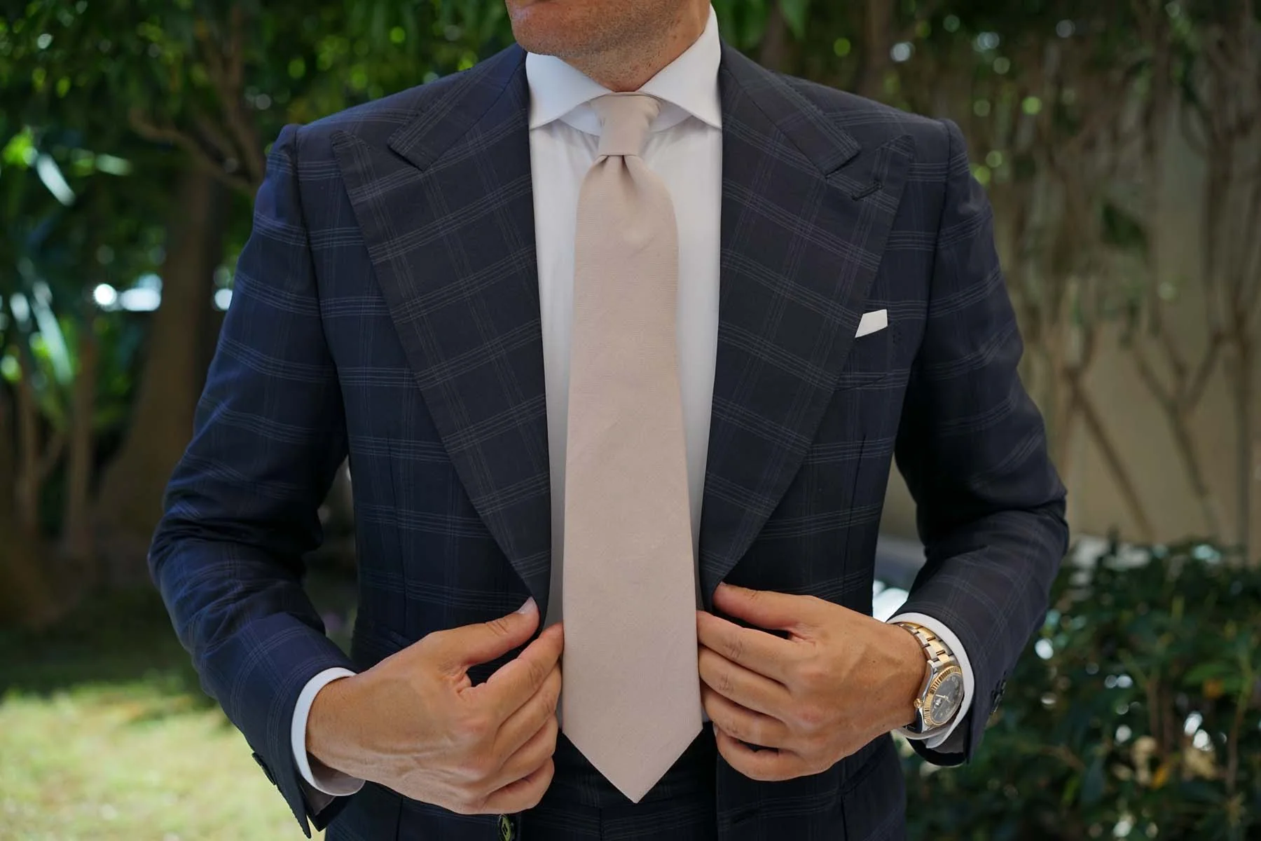 Biscotti Cream Linen Necktie - Image 4