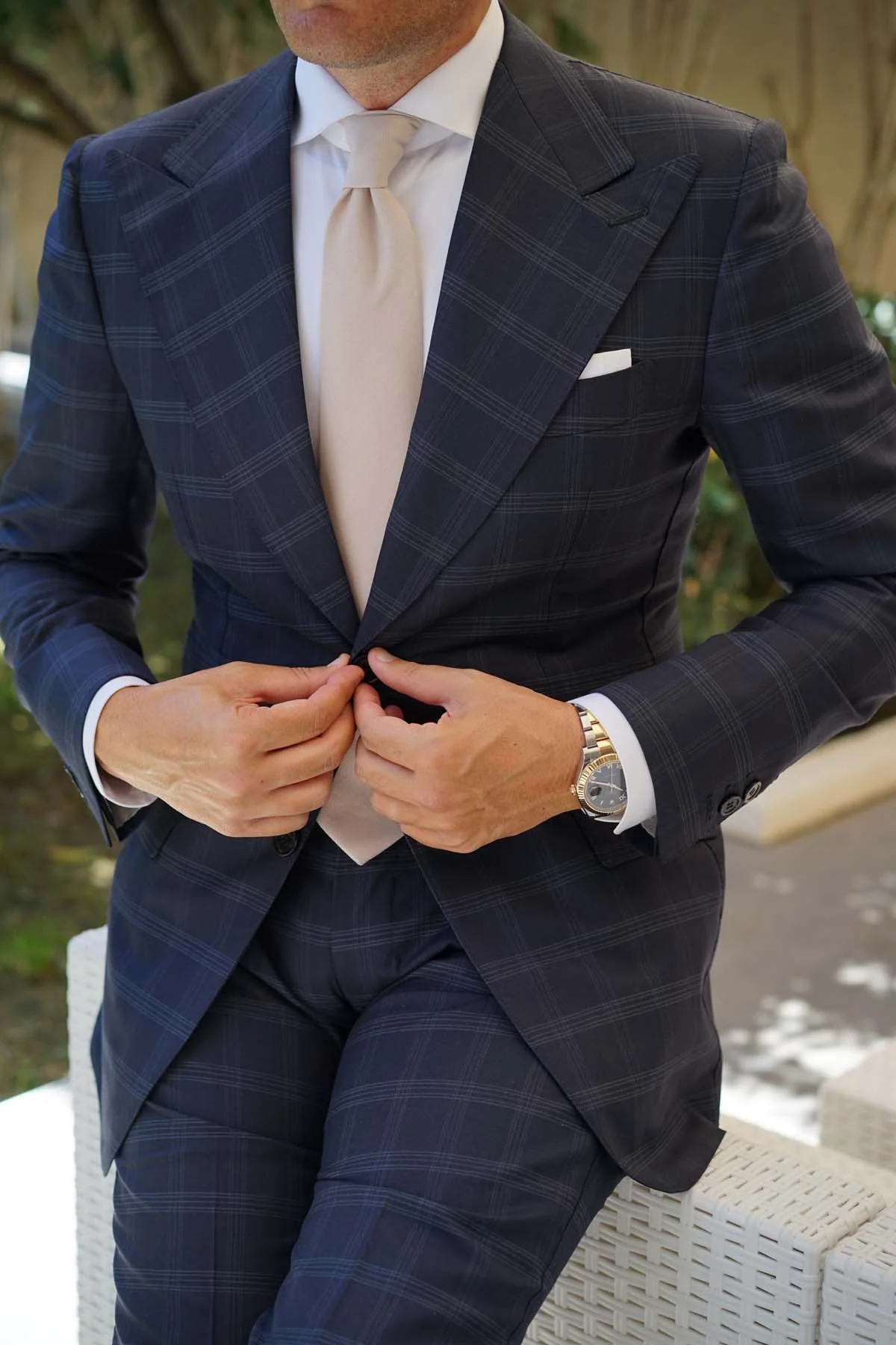 Biscotti Cream Linen Necktie - Image 7