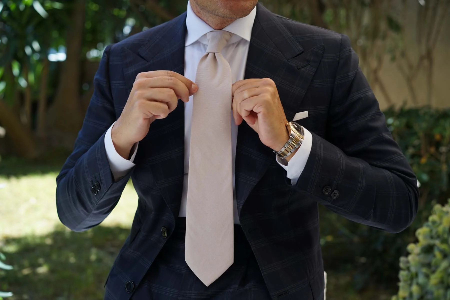 Biscotti Cream Linen Necktie - Image 8