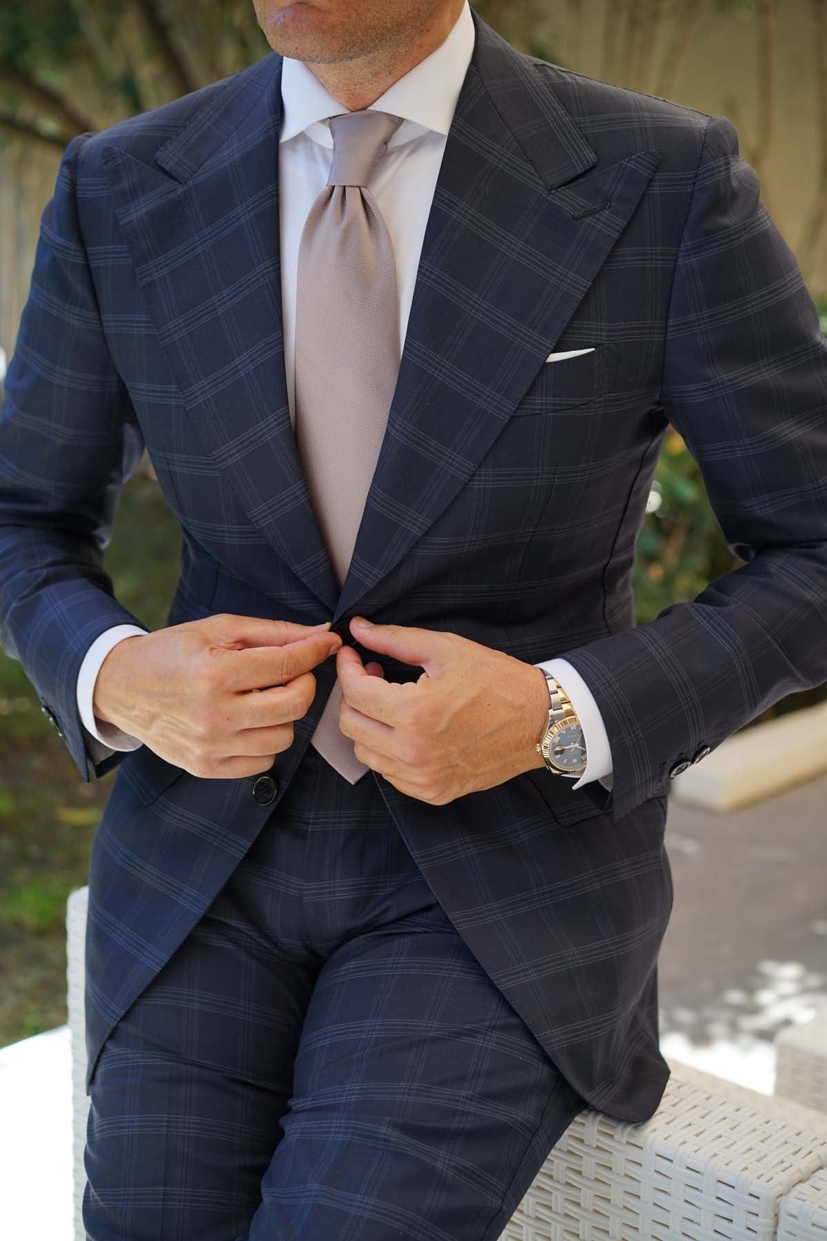Biscotti Grey Weave Necktie - Image 7