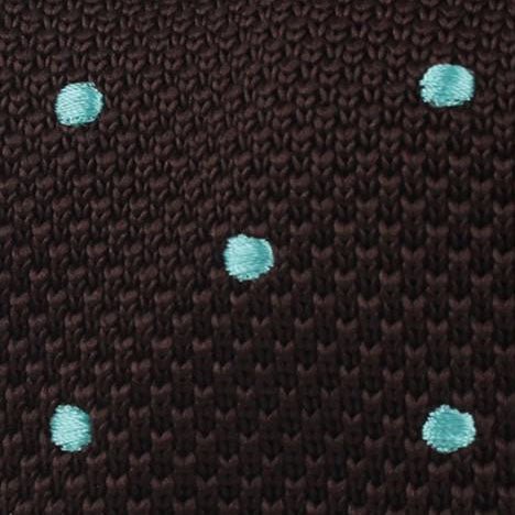Bistre Brown with Powder Blue Polkadot Knitted Tie - Image 2