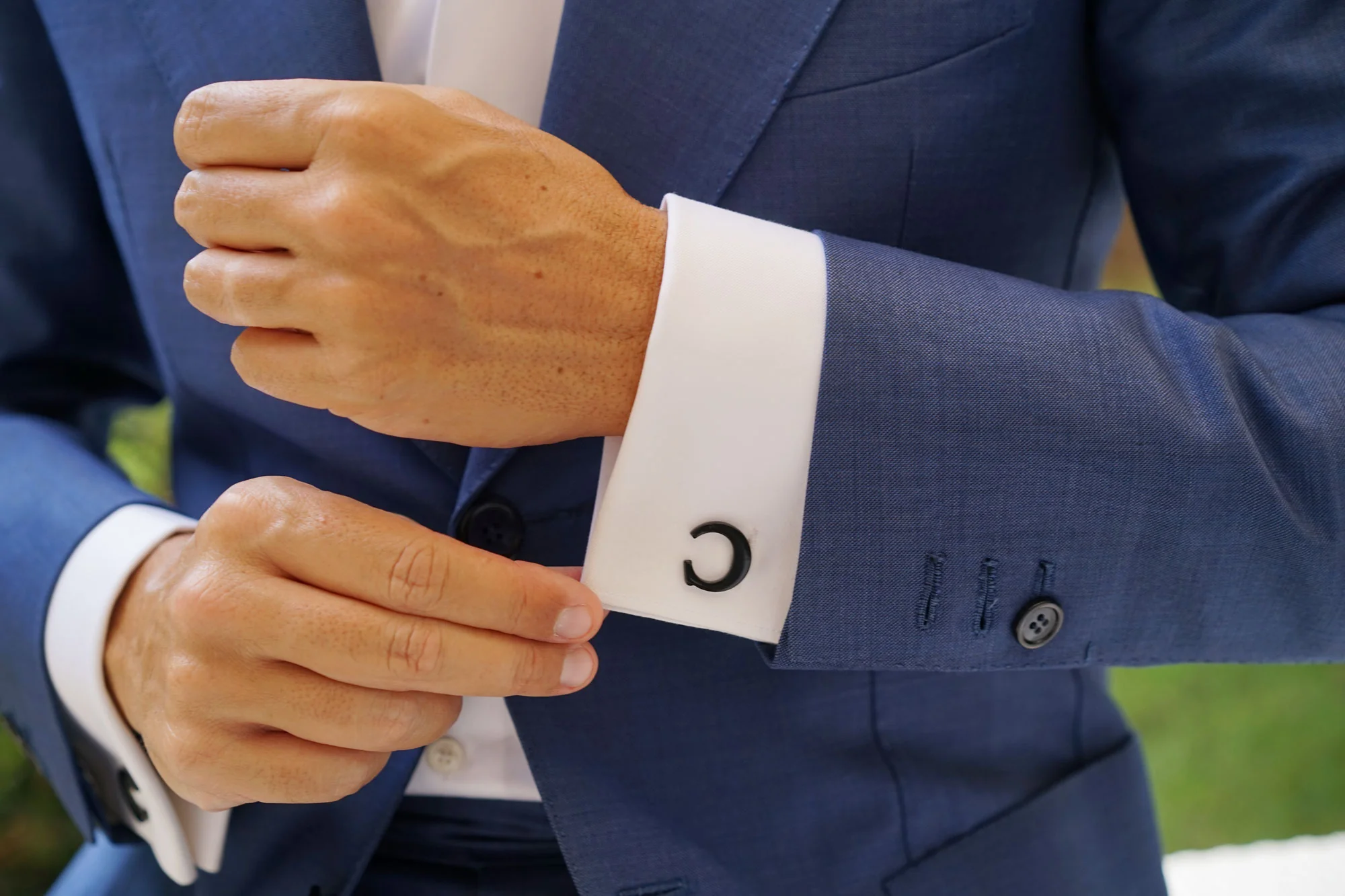 Black And Gold Letter C Cufflinks - Image 5