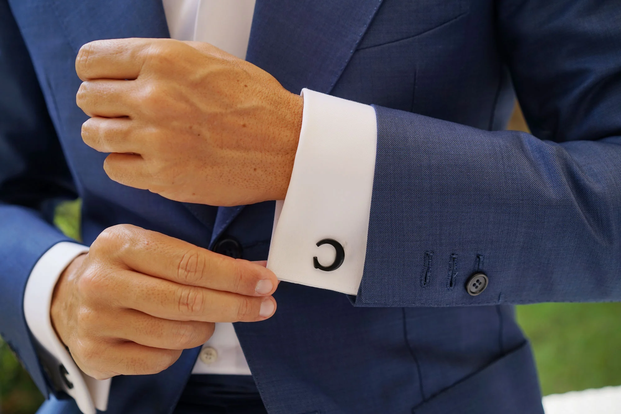 Black And Gold Letter C Cufflinks - Image 6