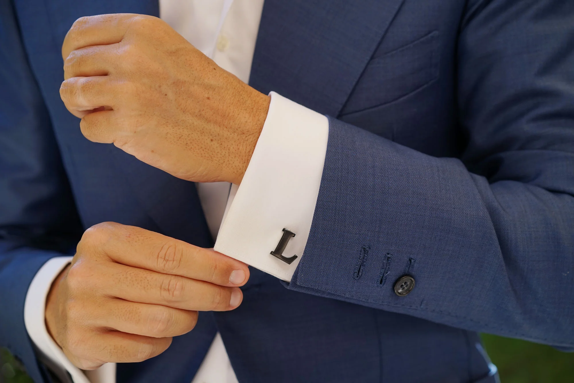 Black And Gold Letter L Cufflinks - Image 5