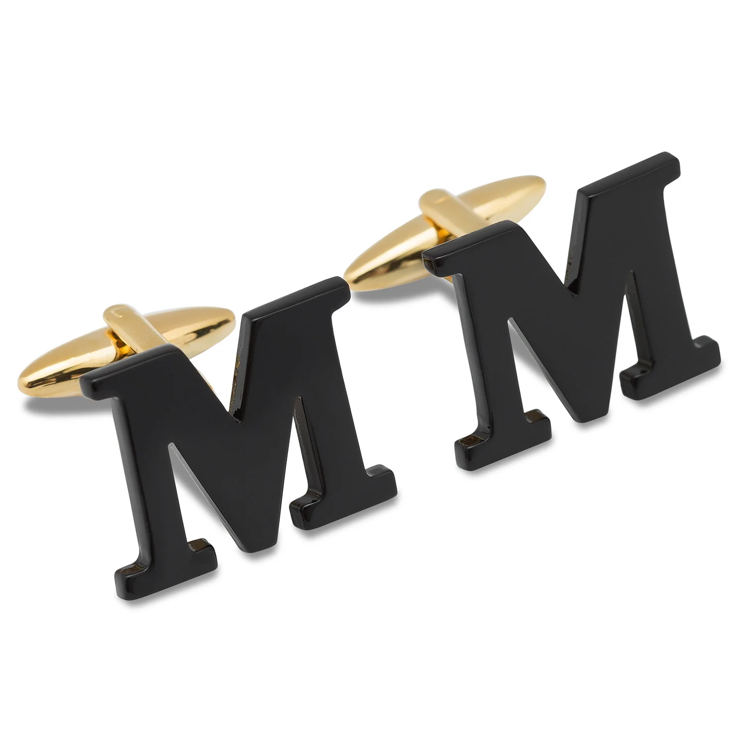 Black And Gold Letter M Cufflinks - Image 2