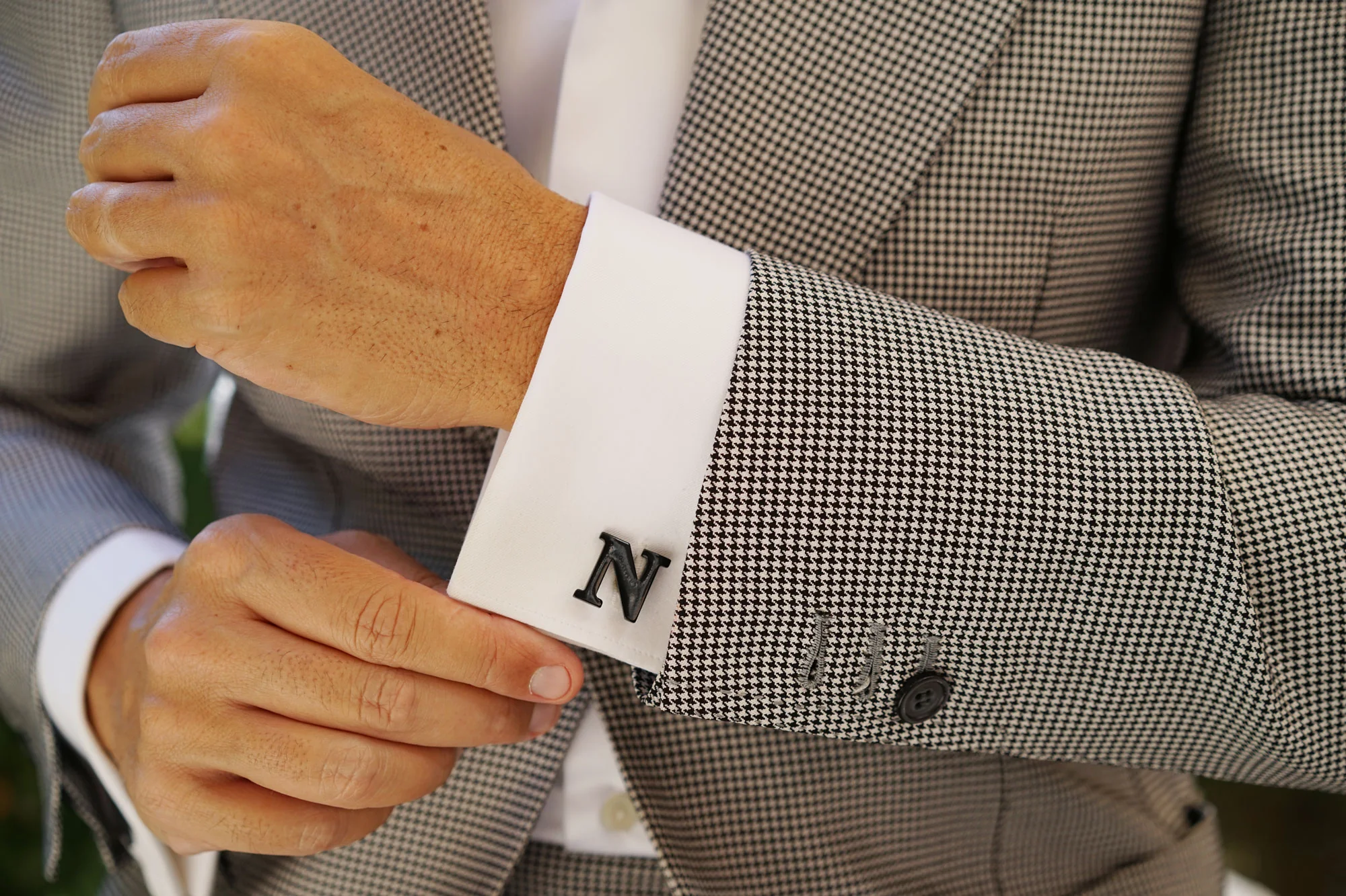 Black And Gold Letter N Cufflinks - Image 8