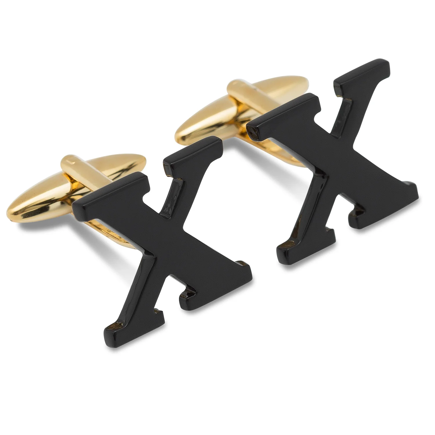 Black And Gold Letter X Cufflinks - Image 2