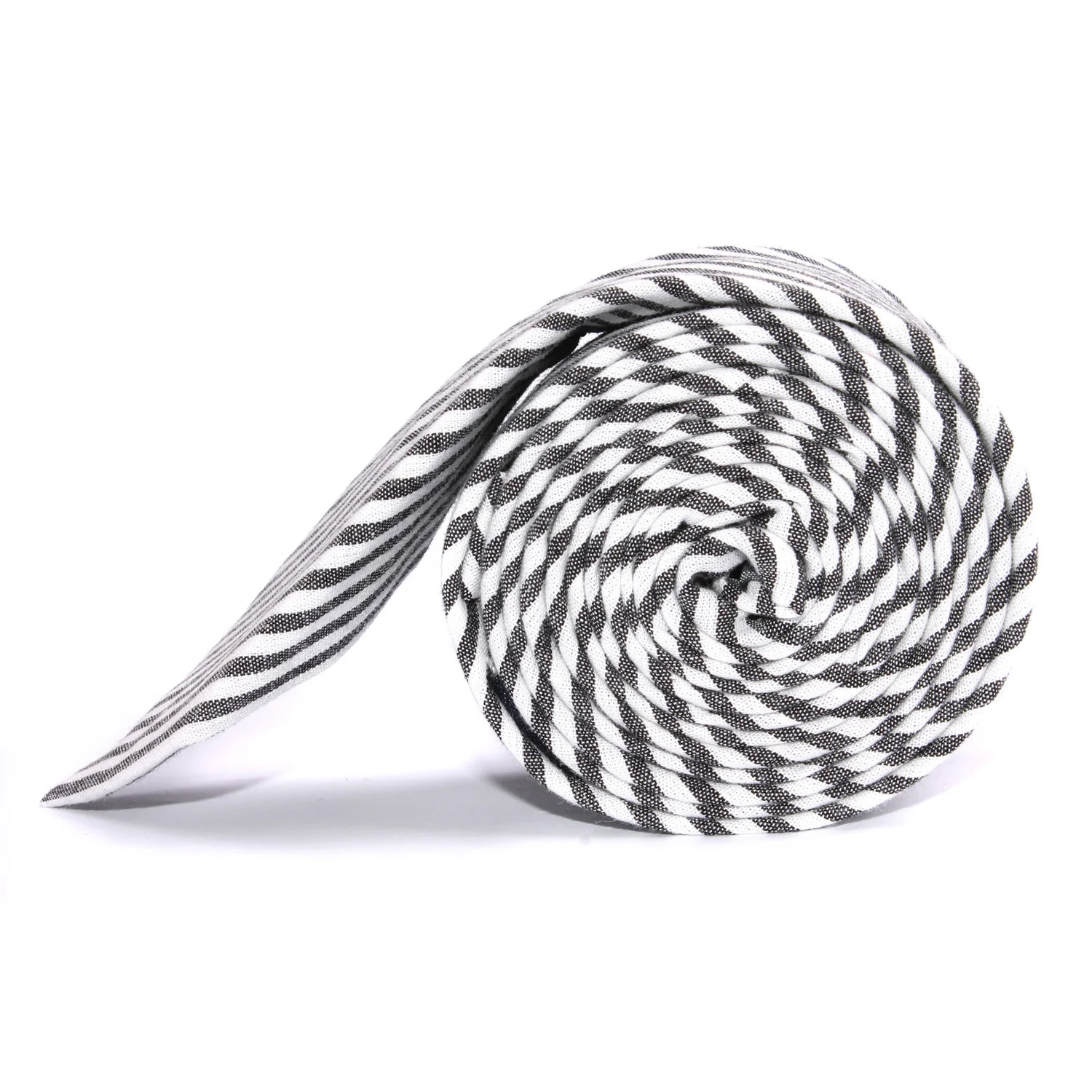 Black and White Chalk Stripes Cotton Skinny Tie - Image 3