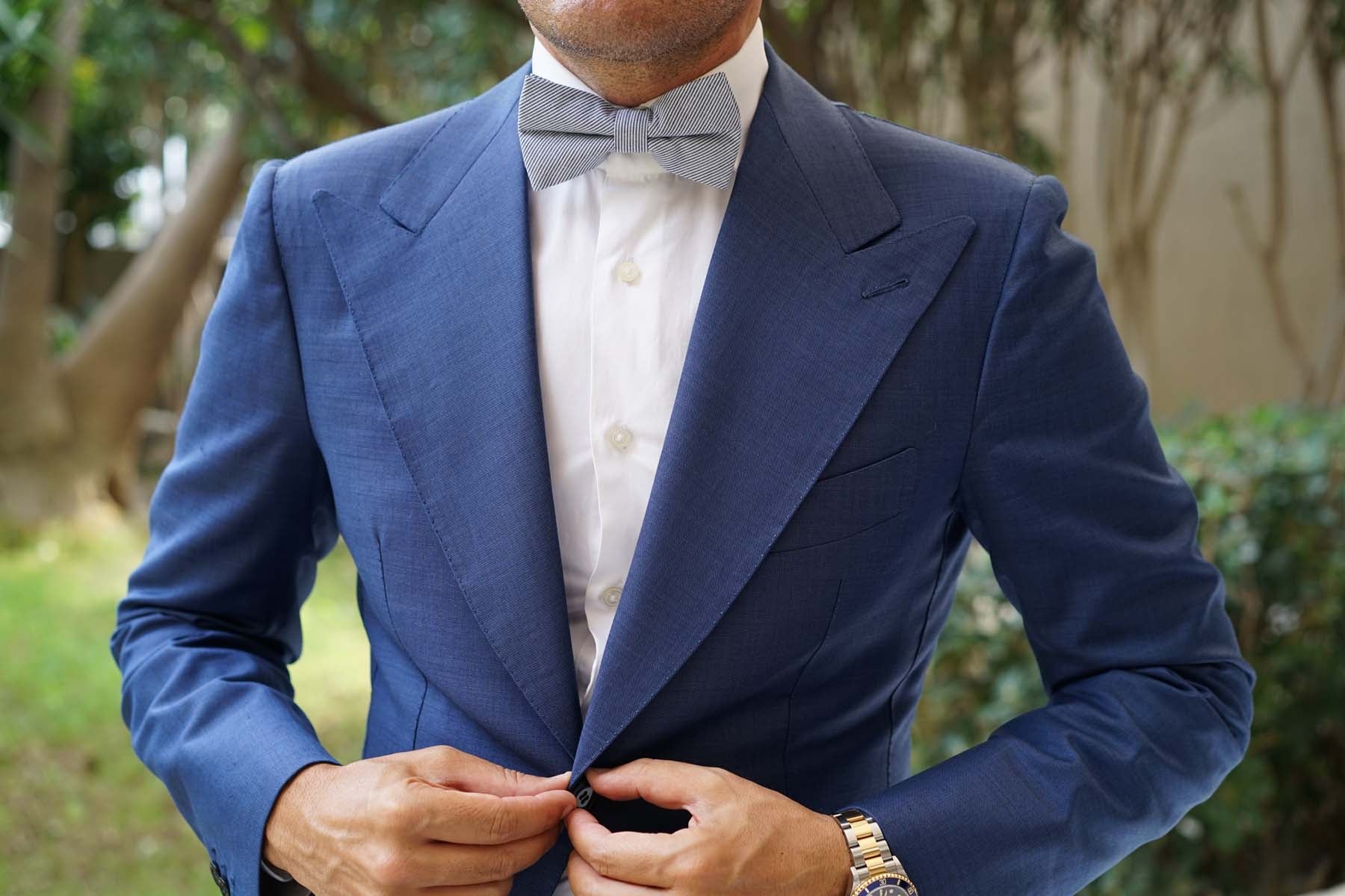 French Pinstripe Cotton Bow Tie - Image 6