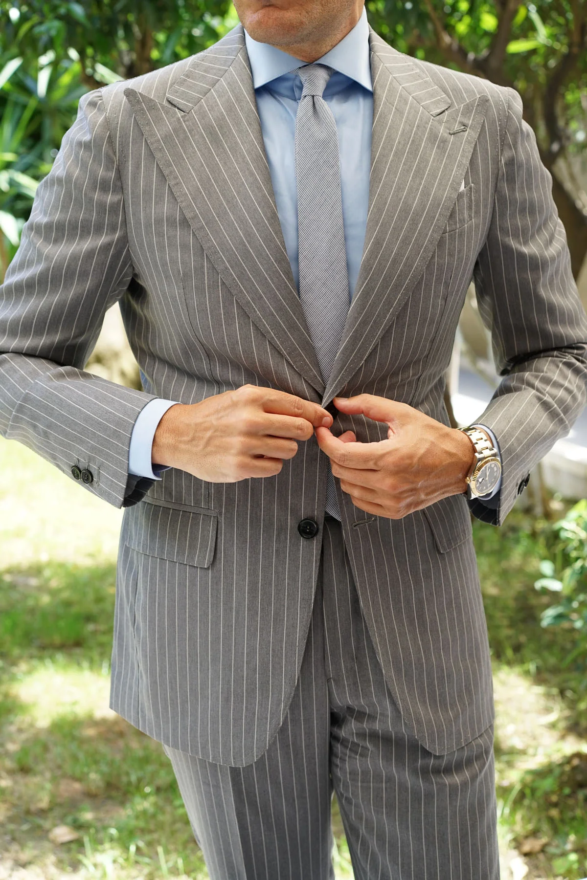 French Pinstripe Cotton Skinny Tie - Image 7