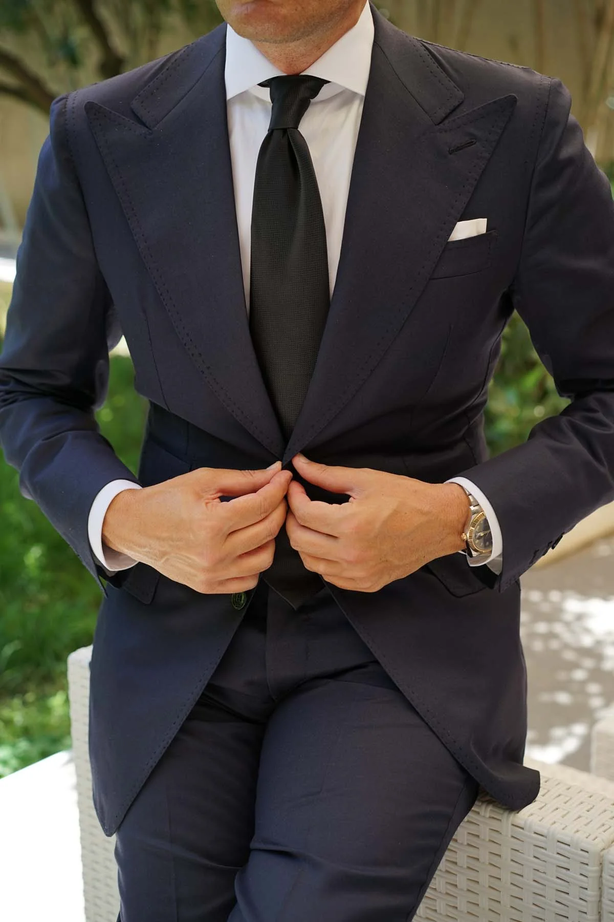 Black Basket Weave Necktie - Image 10
