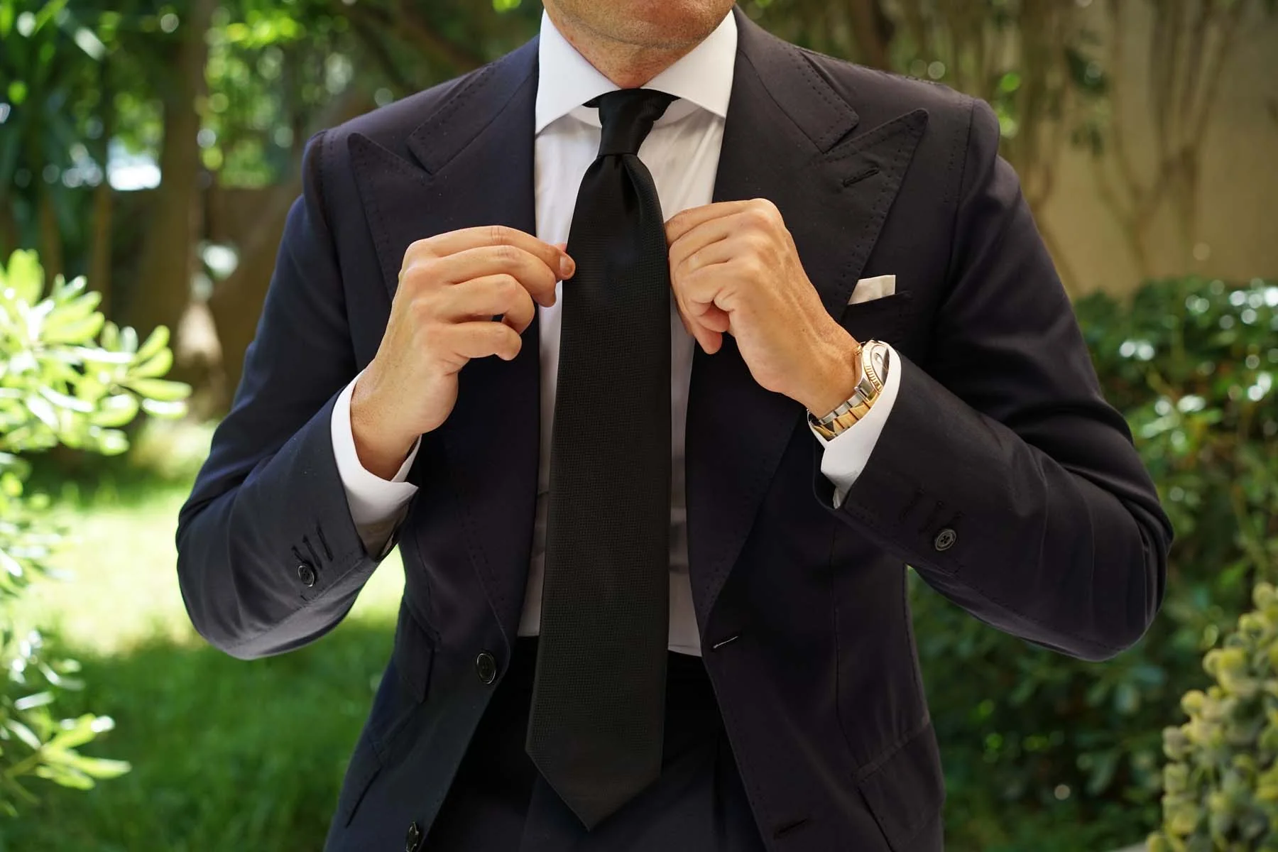 Black Basket Weave Necktie - Image 6