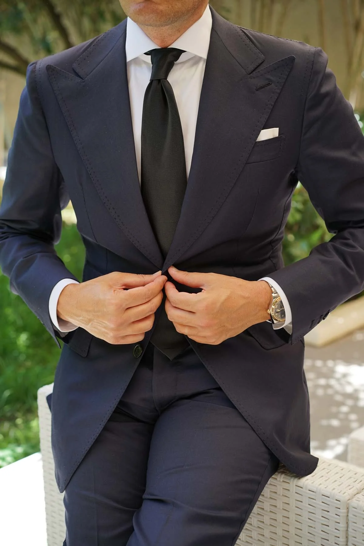 Black Basket Weave Necktie - Image 7