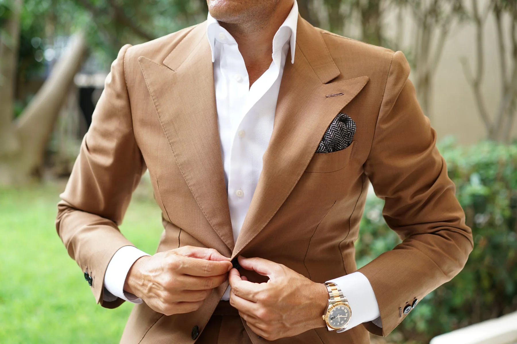 Black Chevron Wool Pocket Square - Image 3