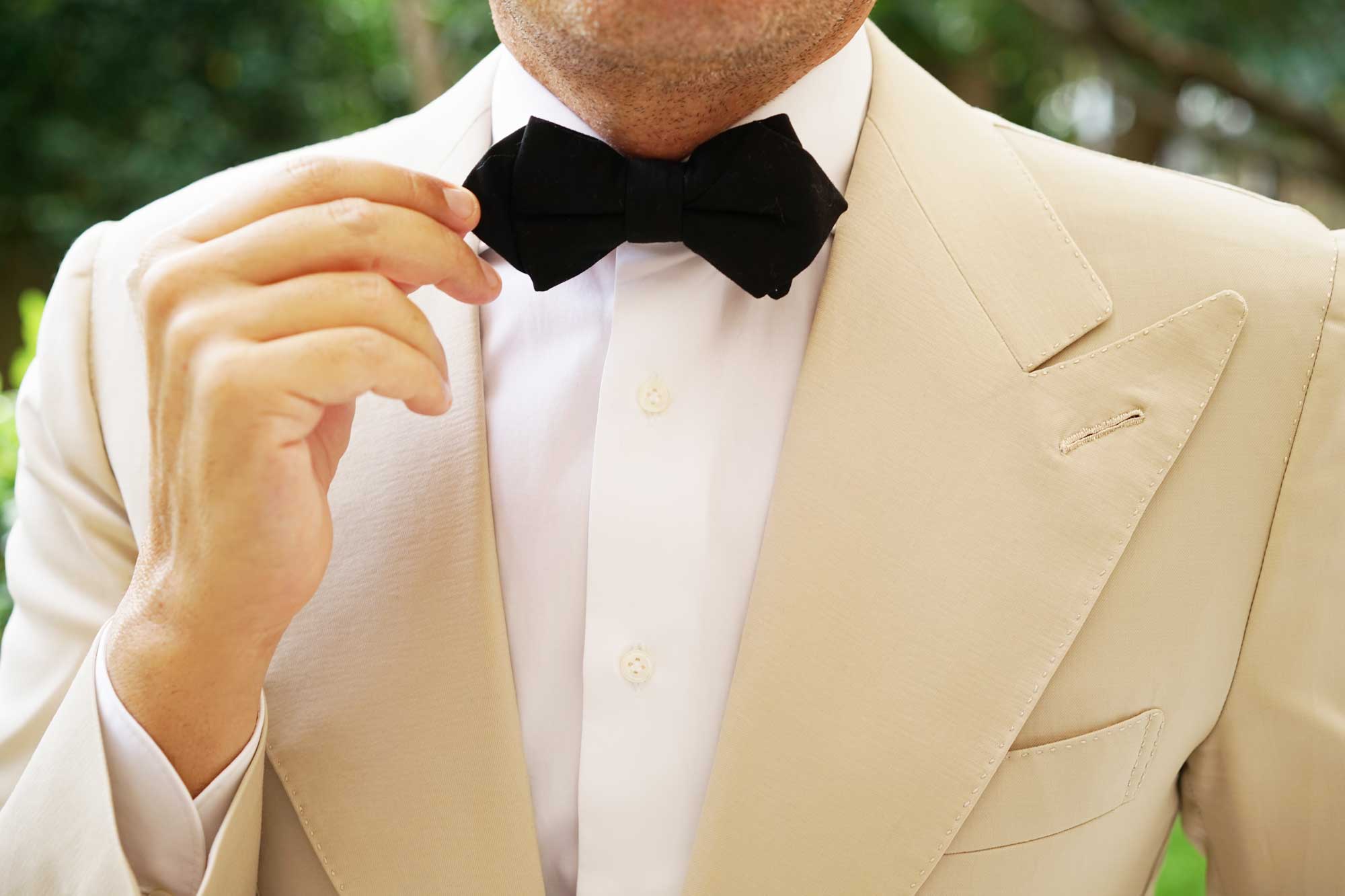 Black Cotton Diamond Bow Tie - Image 8