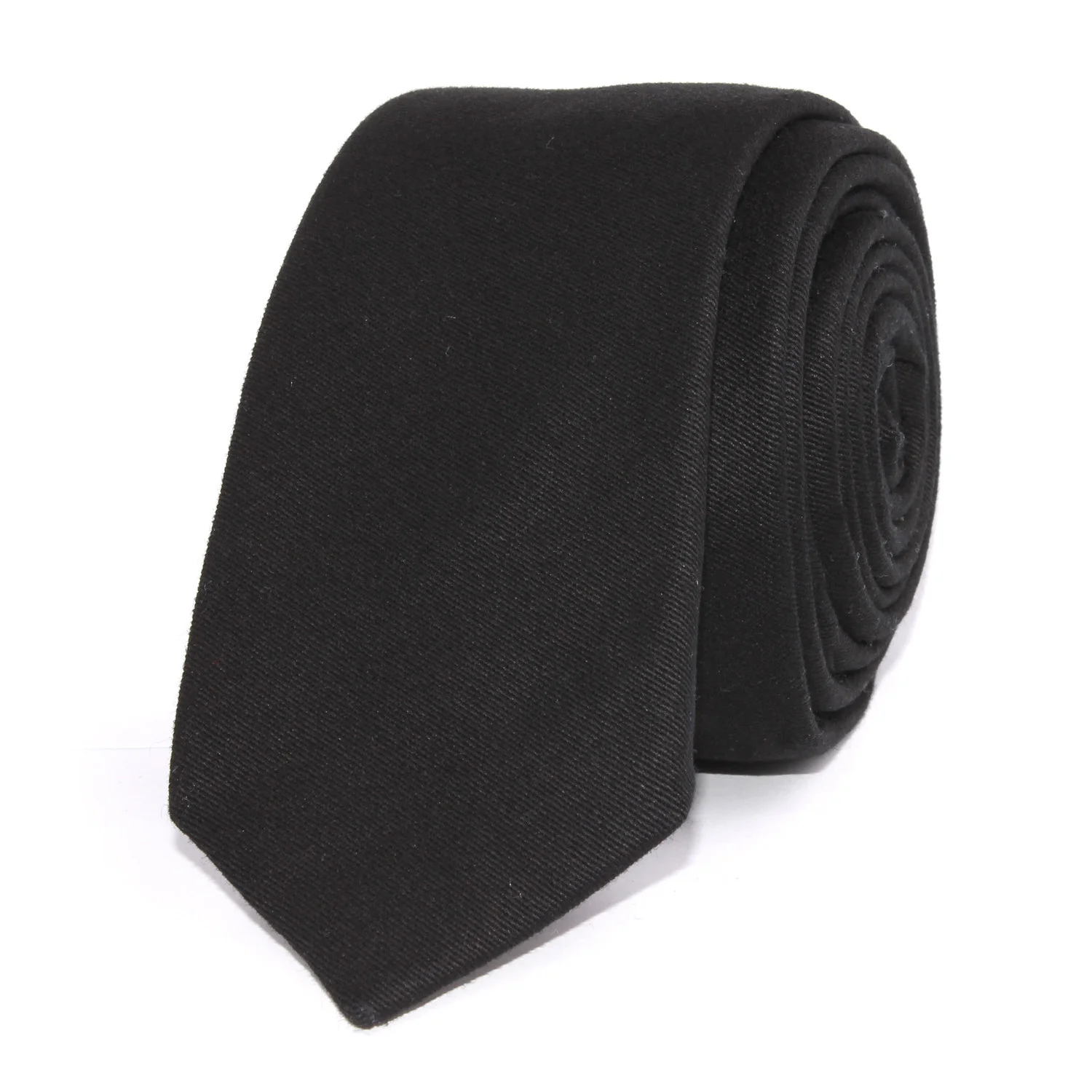 Black Cotton Skinny Tie - Image 2