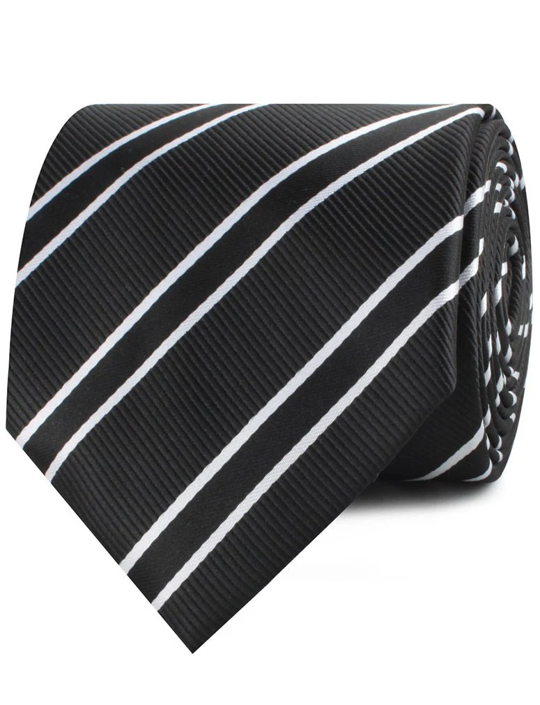 Black Double Stripe Necktie - Image 2