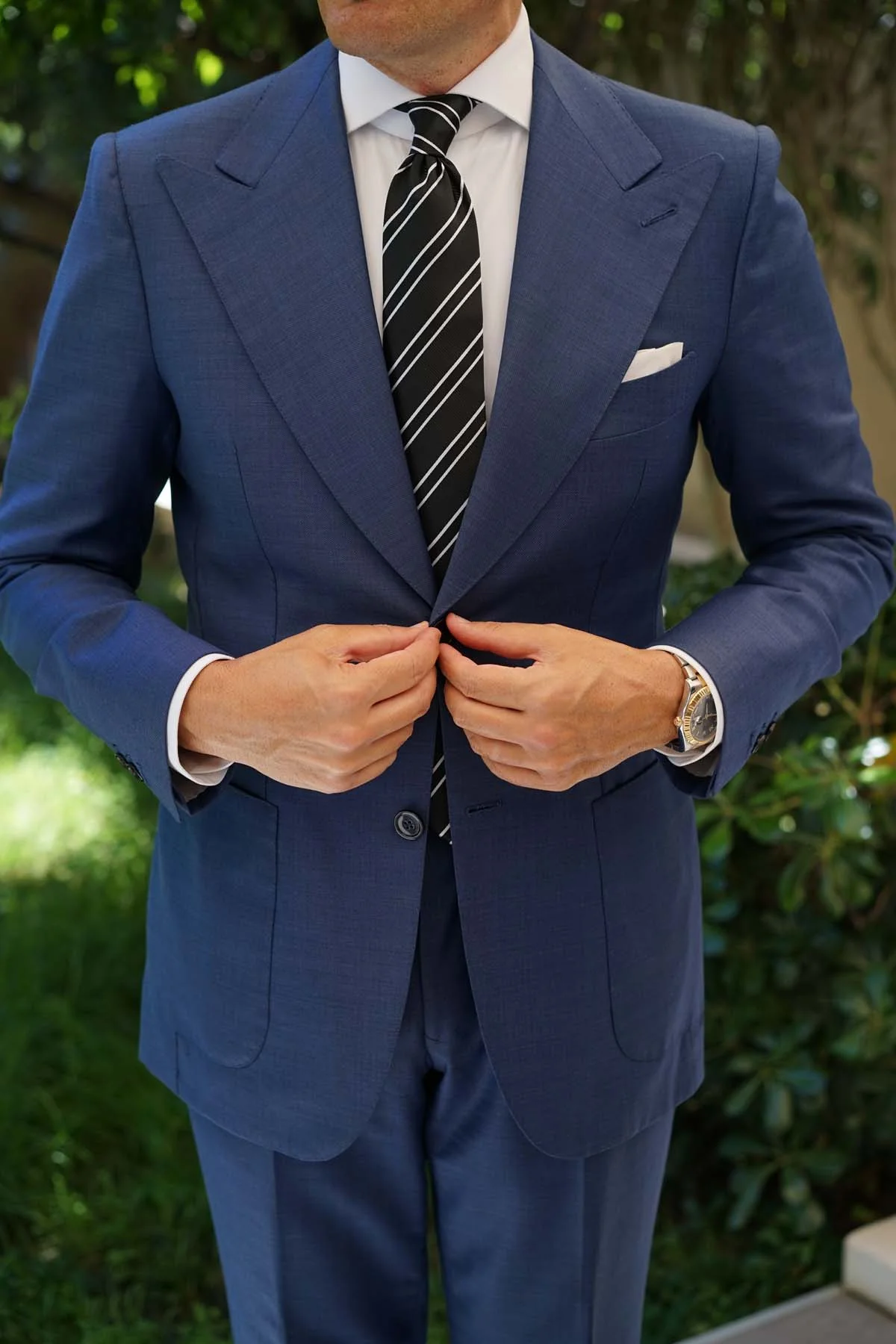 Black Double Stripe Necktie - Image 8