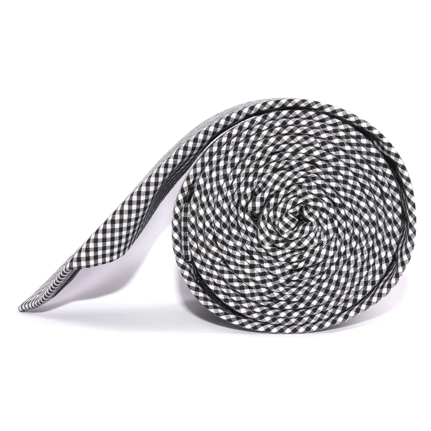 Black Gingham Cotton Necktie - Image 4