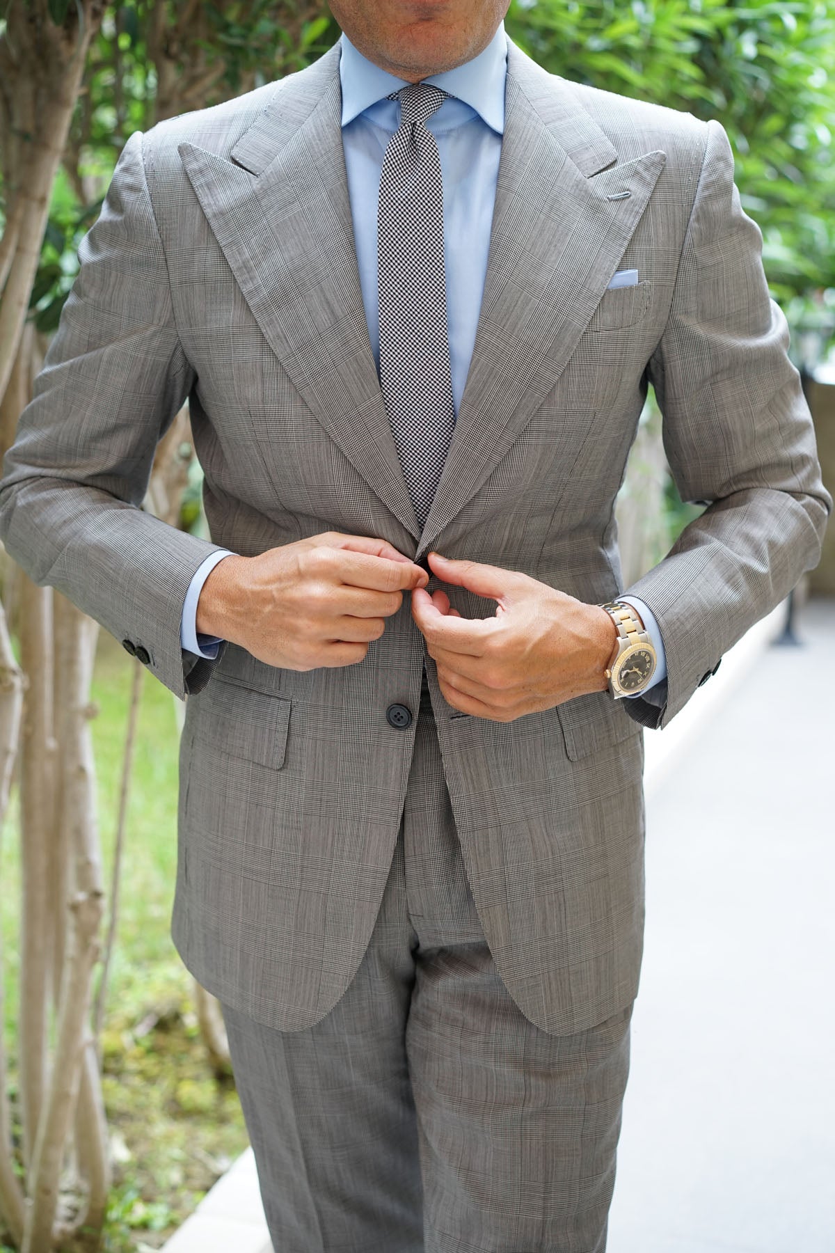 Black Gingham Cotton Skinny Tie - Image 11