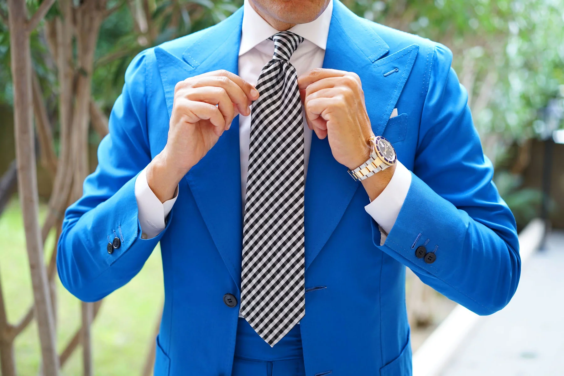 Black Gingham Necktie - Image 13