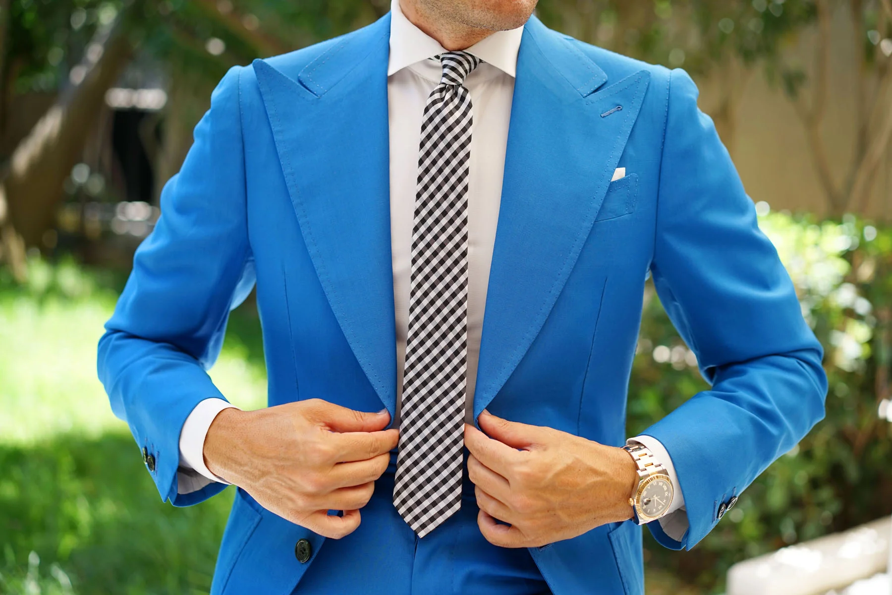 Black Gingham Skinny Tie - Image 5