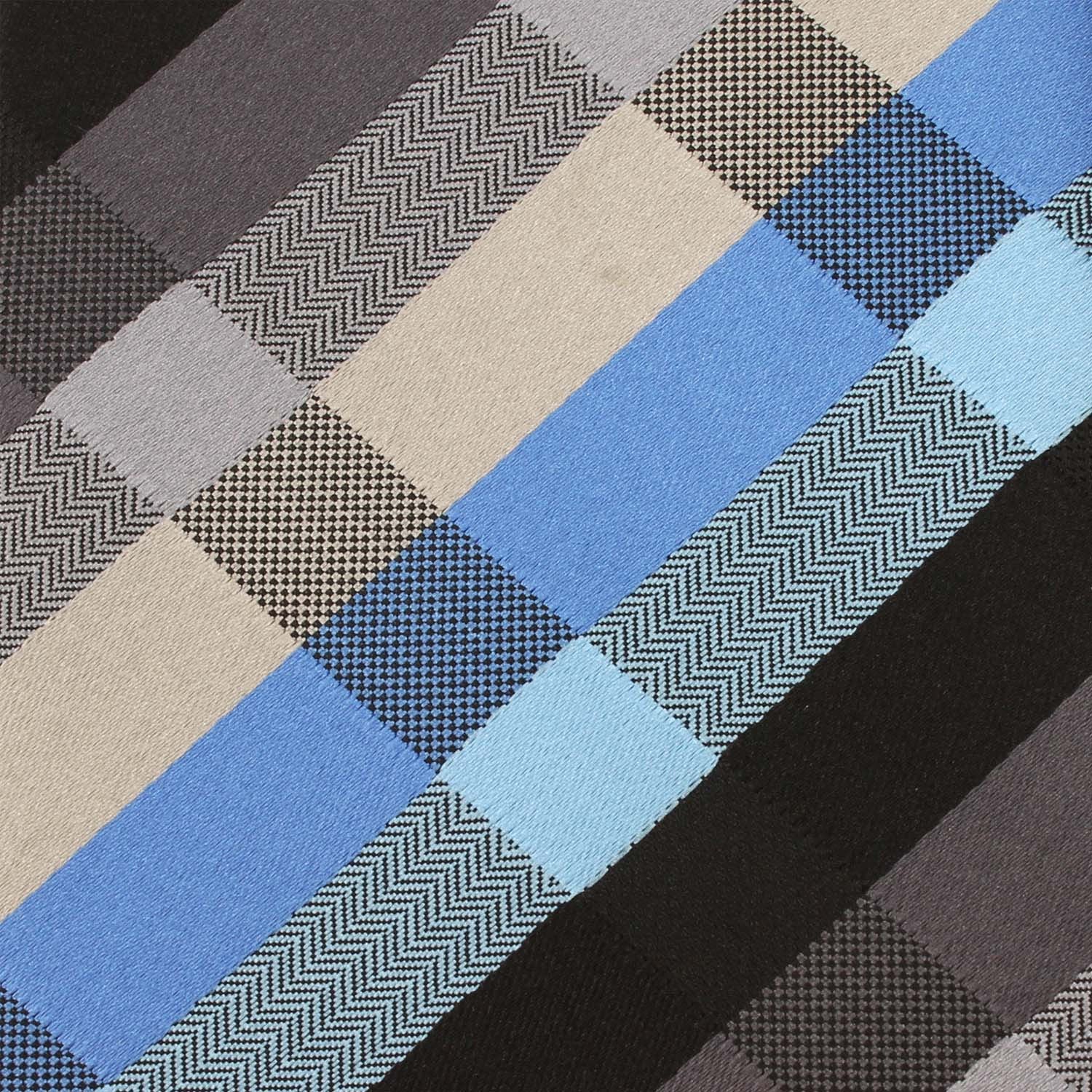 Black Grey Silver Blue Pattern Skinny Tie - Image 4