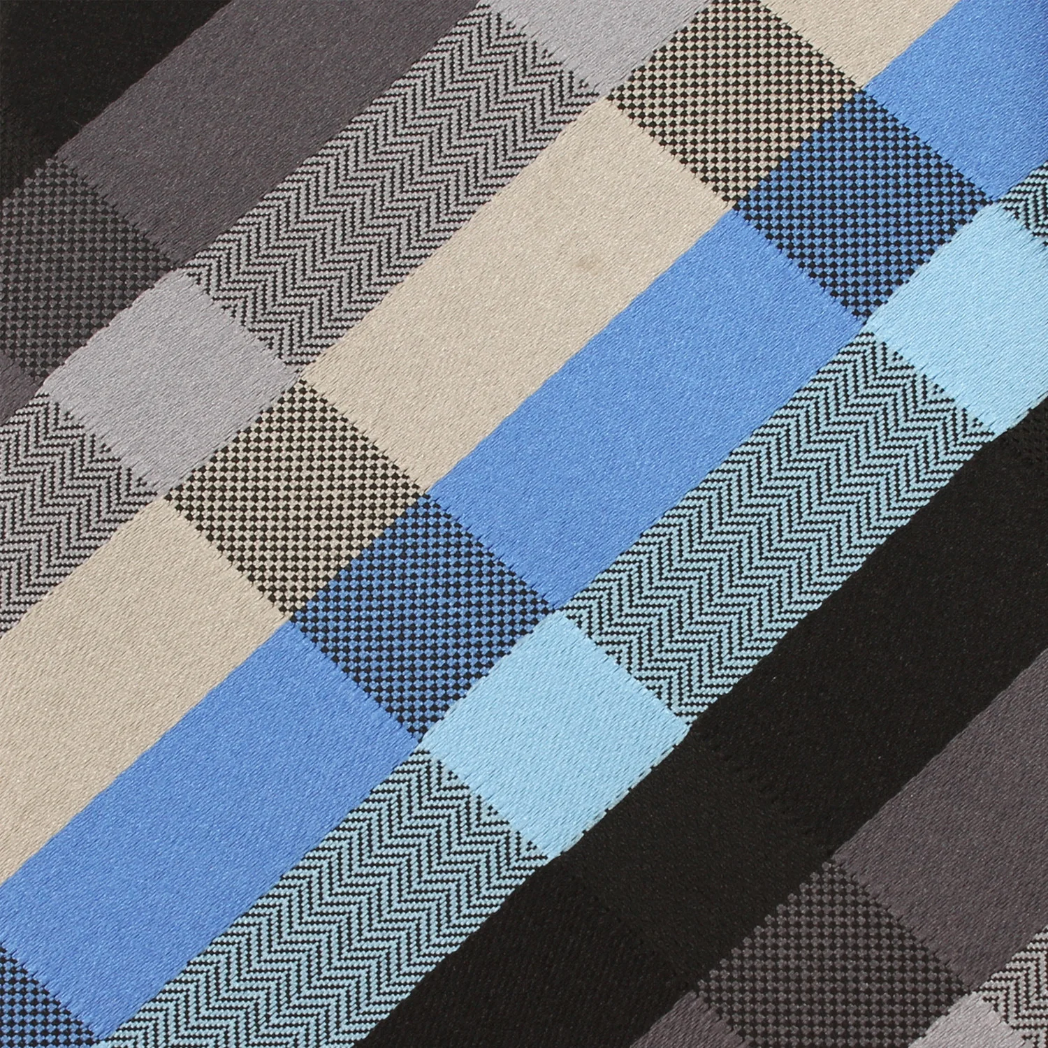Black Grey Silver Blue Pattern Necktie - Image 3