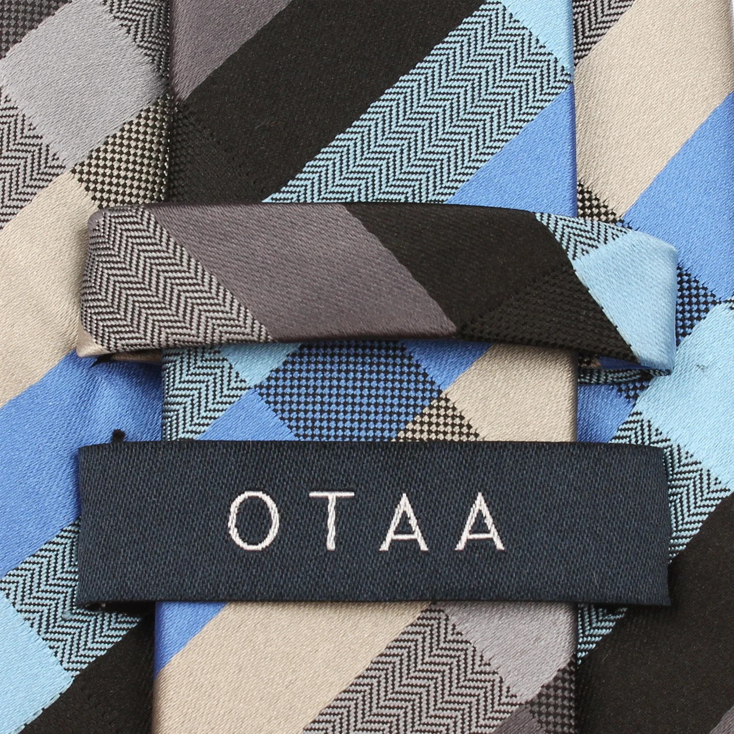 Black Grey Silver Blue Pattern Necktie - Image 5