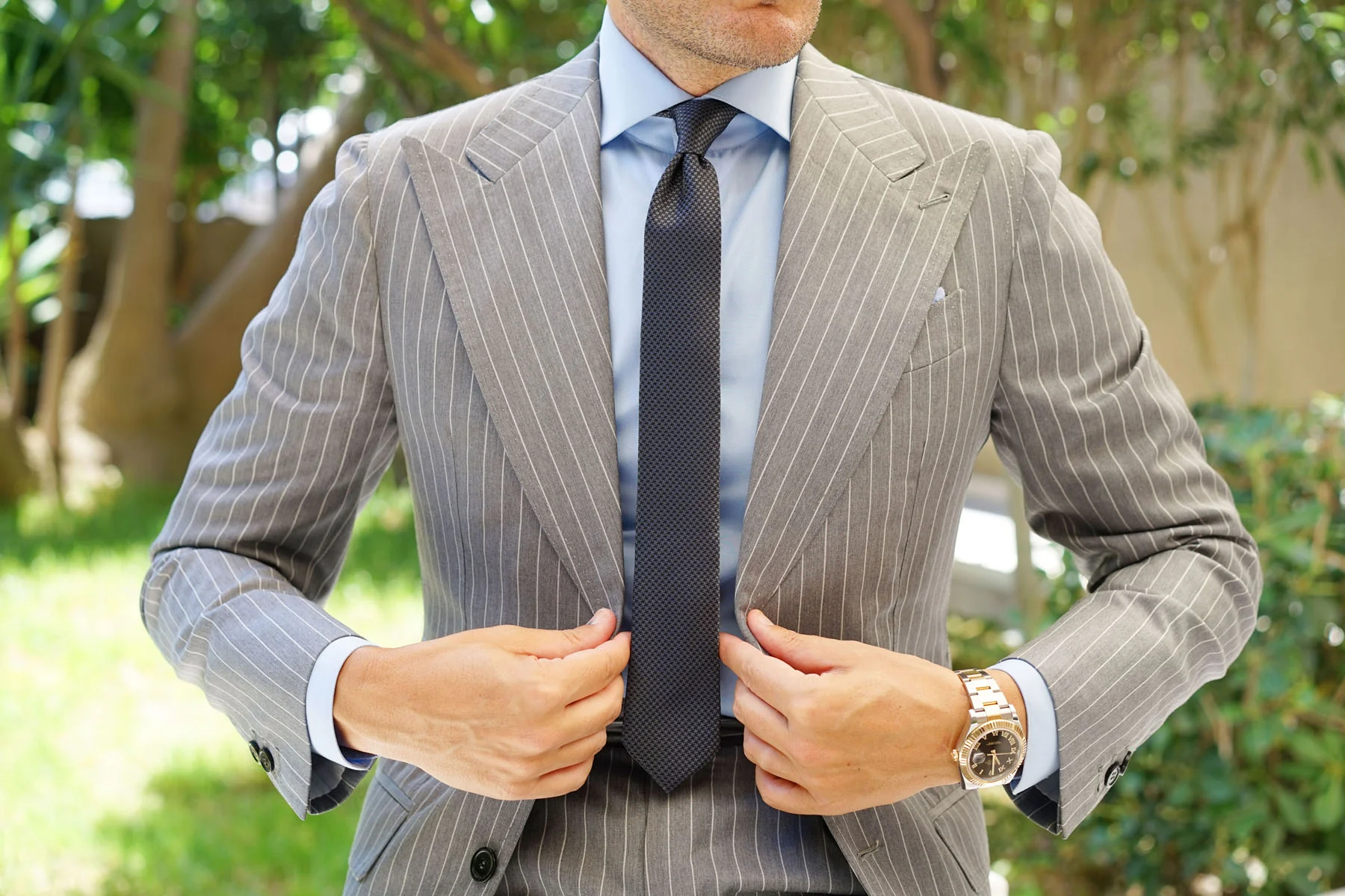 Black Houndstooth Pattern Skinny Tie - Image 5